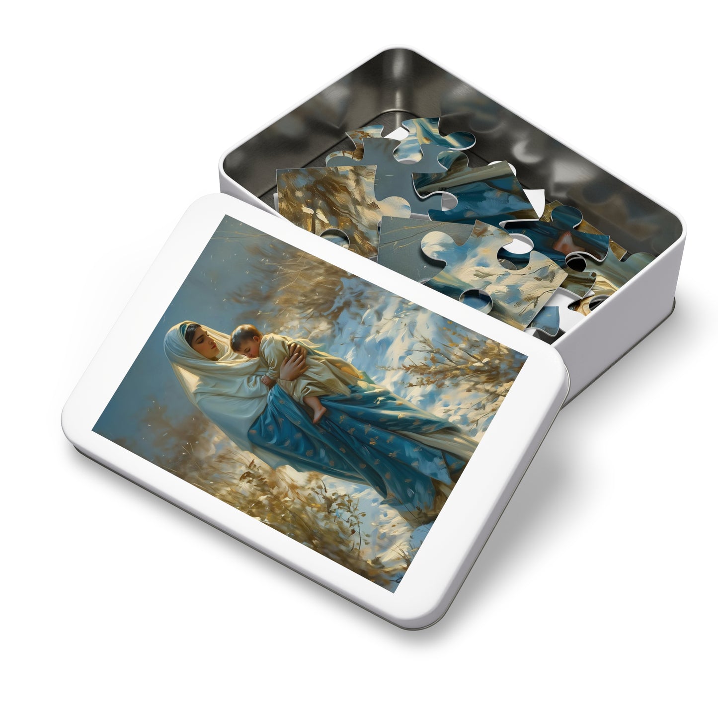 Snowfall of Grace - Our Lady's Winter Radiance - Puzzle & Keepsake Tin - Religious Puzzle (30, 110, 252, 500,1000-Piece) - Mary Art Puzzle