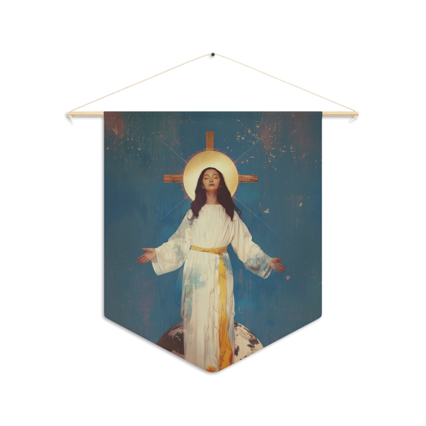 Our Lady of Akita - Mother Mary - Pennant / Banner / Wall Hanging - Prayer room - Catholic Art - Large - 18" x 21"