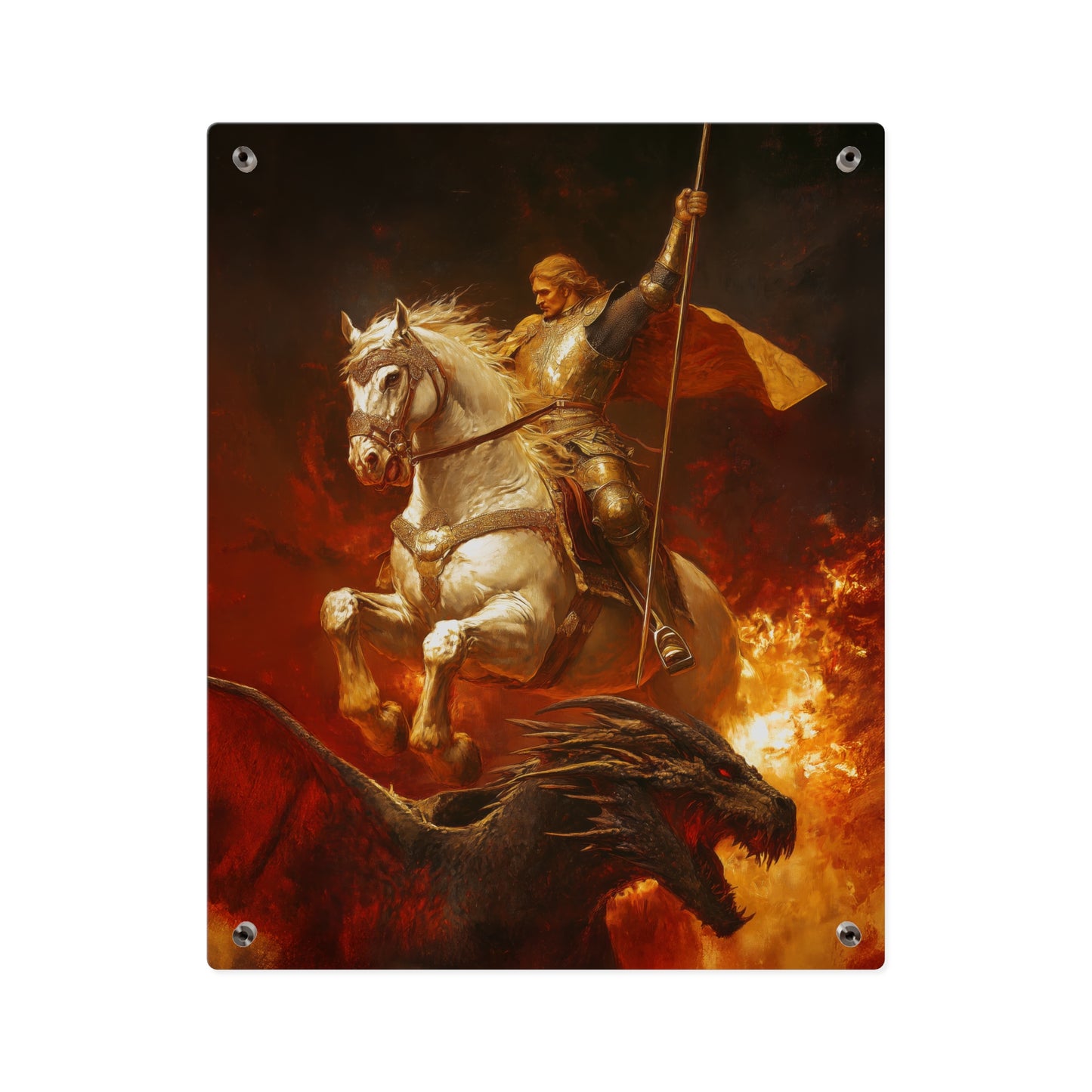 Saint George Wall Art Panel - Ready to Hang Acrylic Print - Catholic Saint Art - Patron Saint Print - No Frame needed