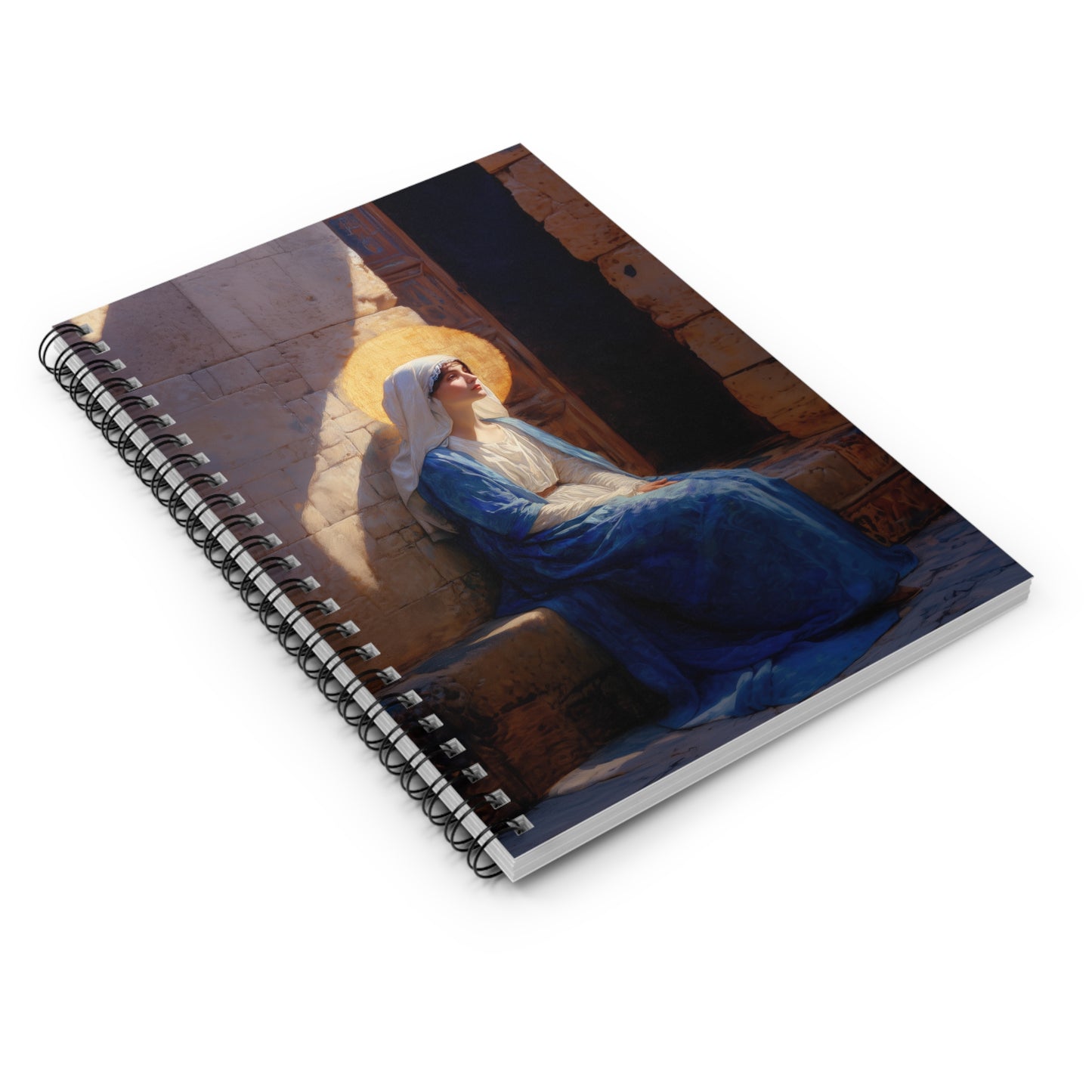 The Quiet Fiat That Split the Darkness, Mary's Yes - Sanctified Souls Art - Religious Based Notebook - Spiral Notebook