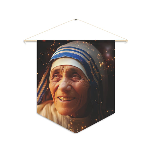 Saint Teresa of Calcutta - Mother Teresa Wall Banner / Wall Hanging - Prayer room art - Catholic Home - Our Lady of Guadalupe - 18" x 21"