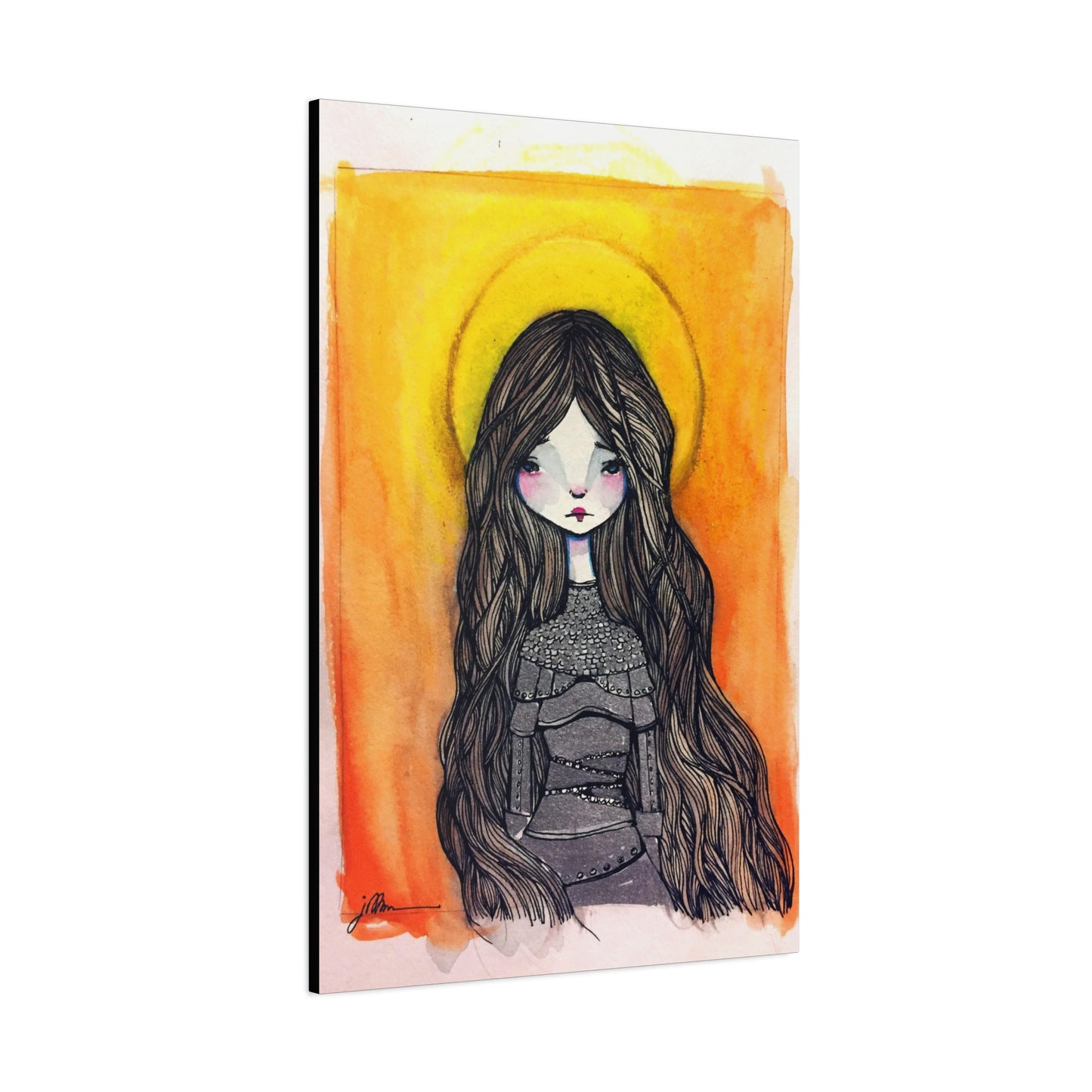 Saint Joan of Arc Canvas Print - Hand-Drawn Catholic Art Print | Christian Sacred Wall Art | Sanctified Solocosmo Religious Artwork