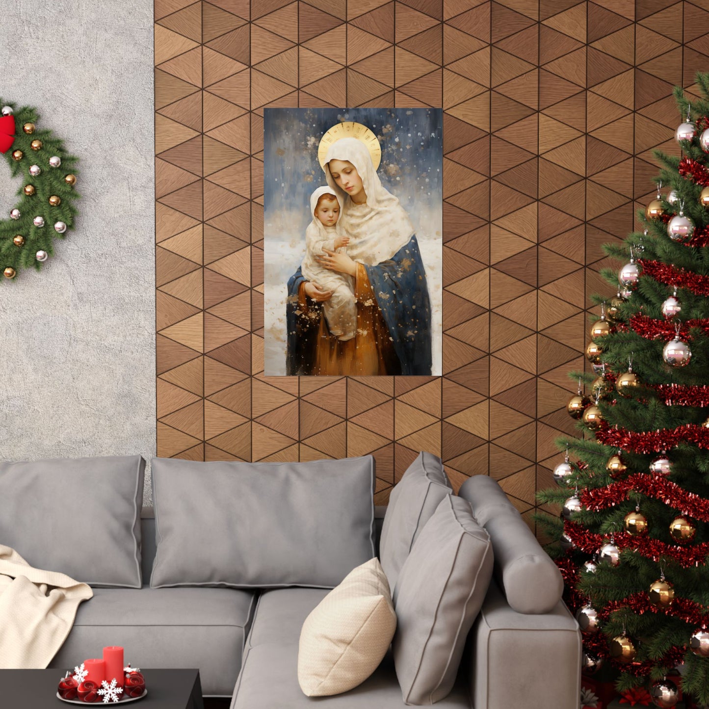 Winter's Grace : Our Lady of the Snows Print - Sanctified Souls Print - Multiple Sizes - Premium Matte Vertical Posters