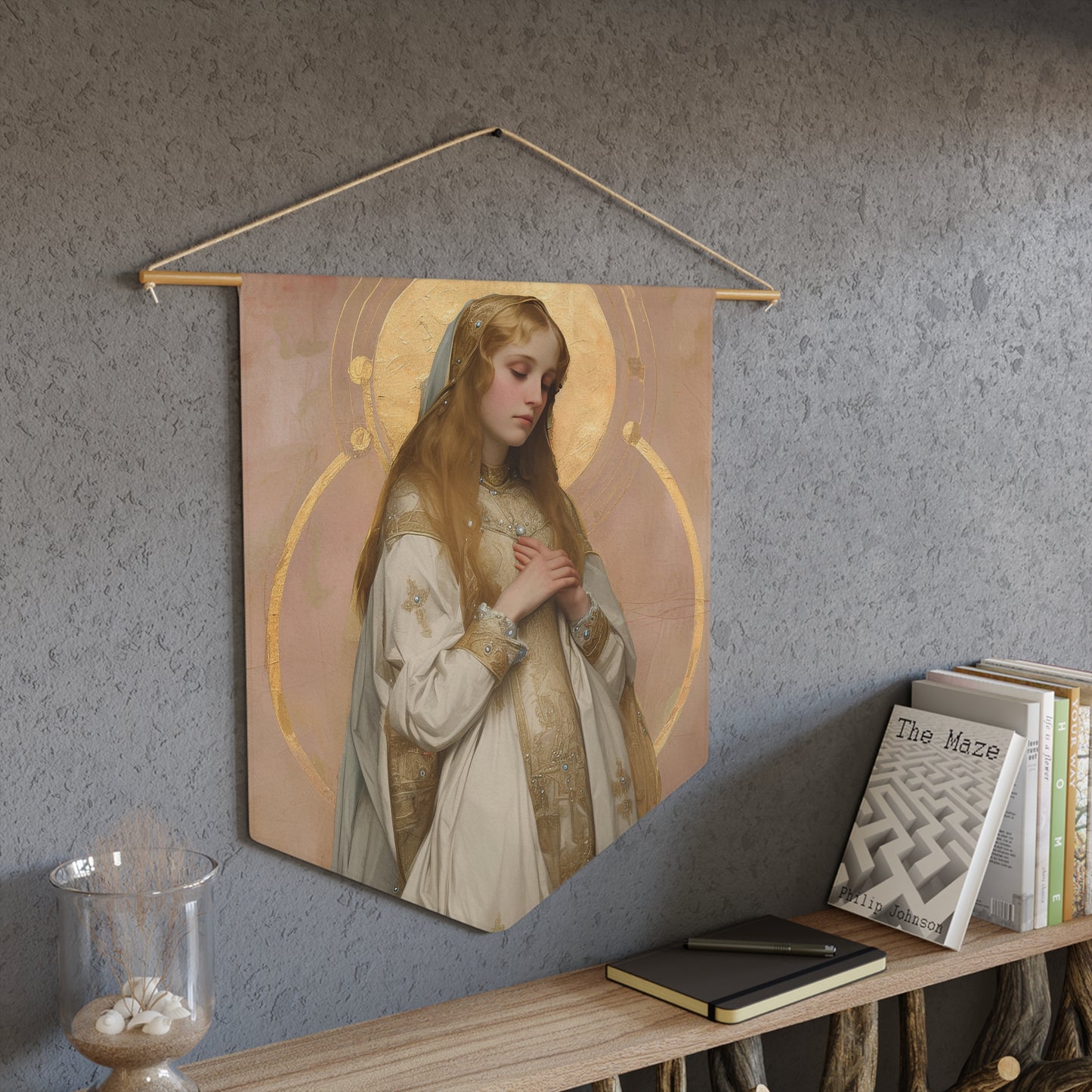 Saint Waldetrudis / Waltrude or Waudru Wall Banner / Wall Hanging - Prayer room art - Catholic - Large Saint Art - 18" x 21"