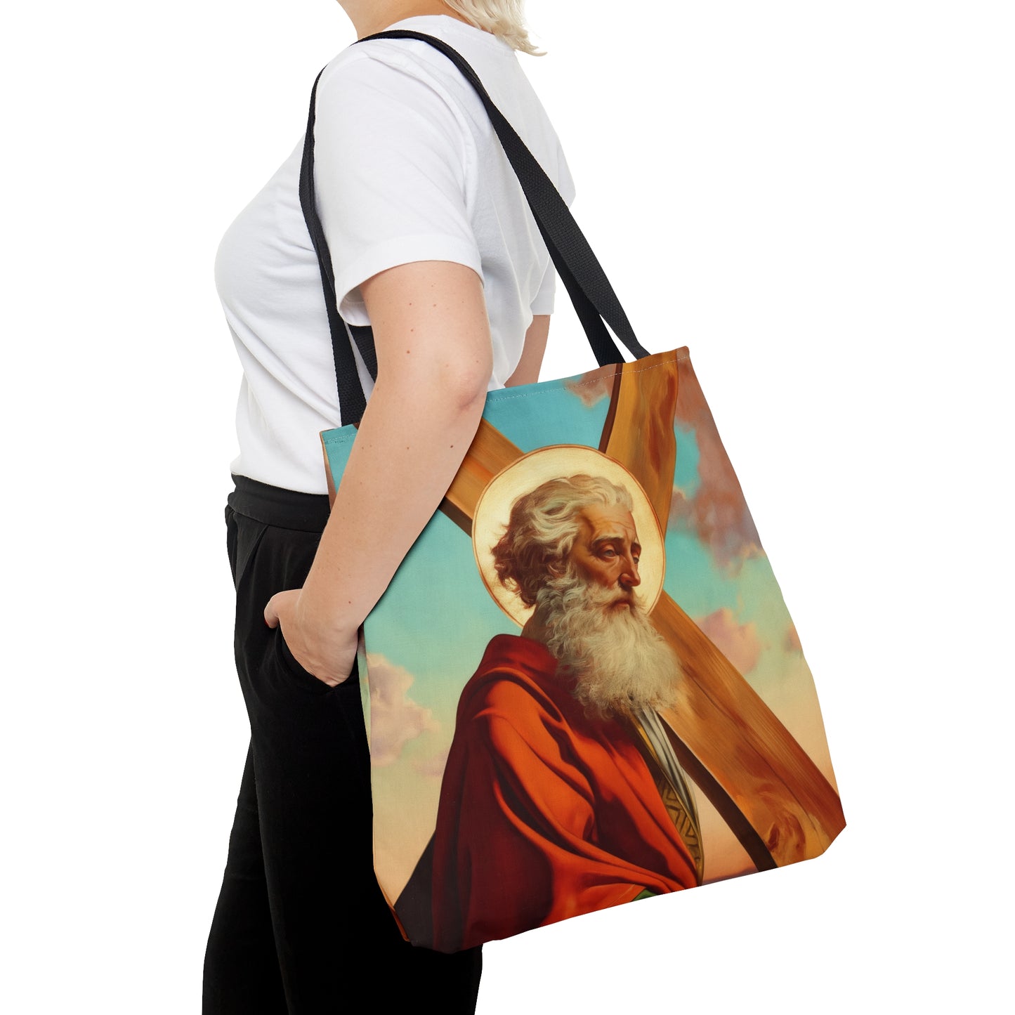 Saint Andrew the Apostle Tote Bag - Large Medium Small Faith Art Bag - Catholic Faith Purse - Religious - Prayer Bag - Devotional