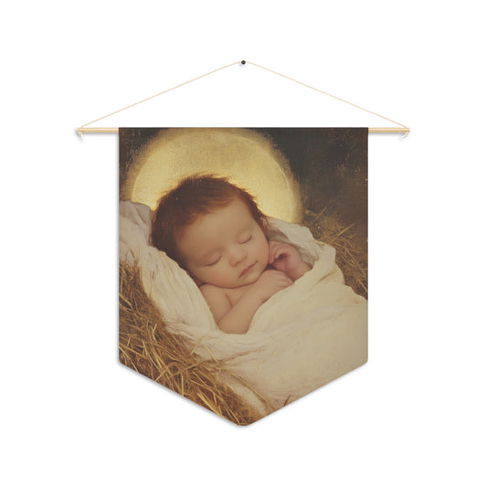 Jesus, the Newborn Light of the World - Wall Banner / Wall Hanging - Christian Art - Prayer room - 18" x 21"
