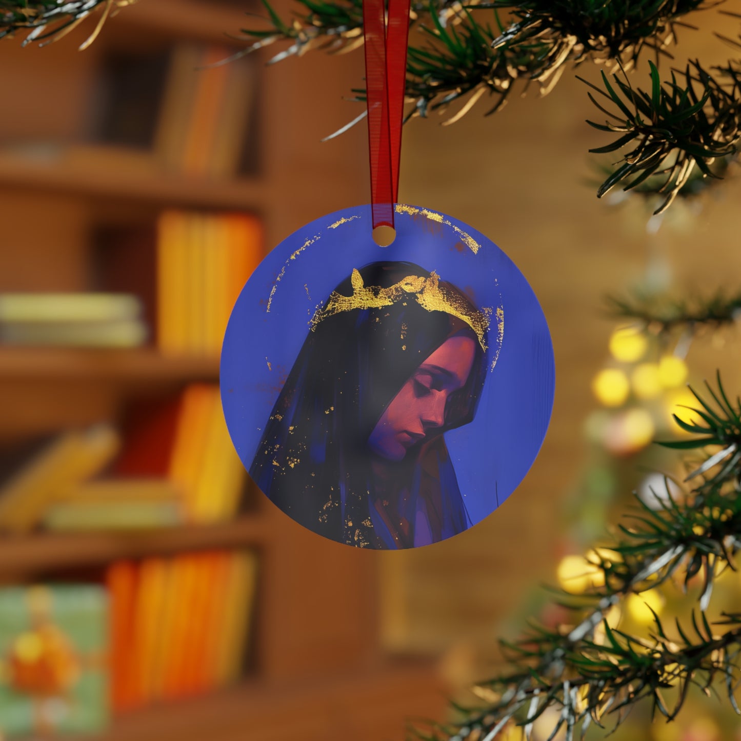 Mary, Mother of God - Queen of Heaven and Earth Metal Ornament - Religious Holiday Christmas Ornament and Keepsake - Catholic Keepsake