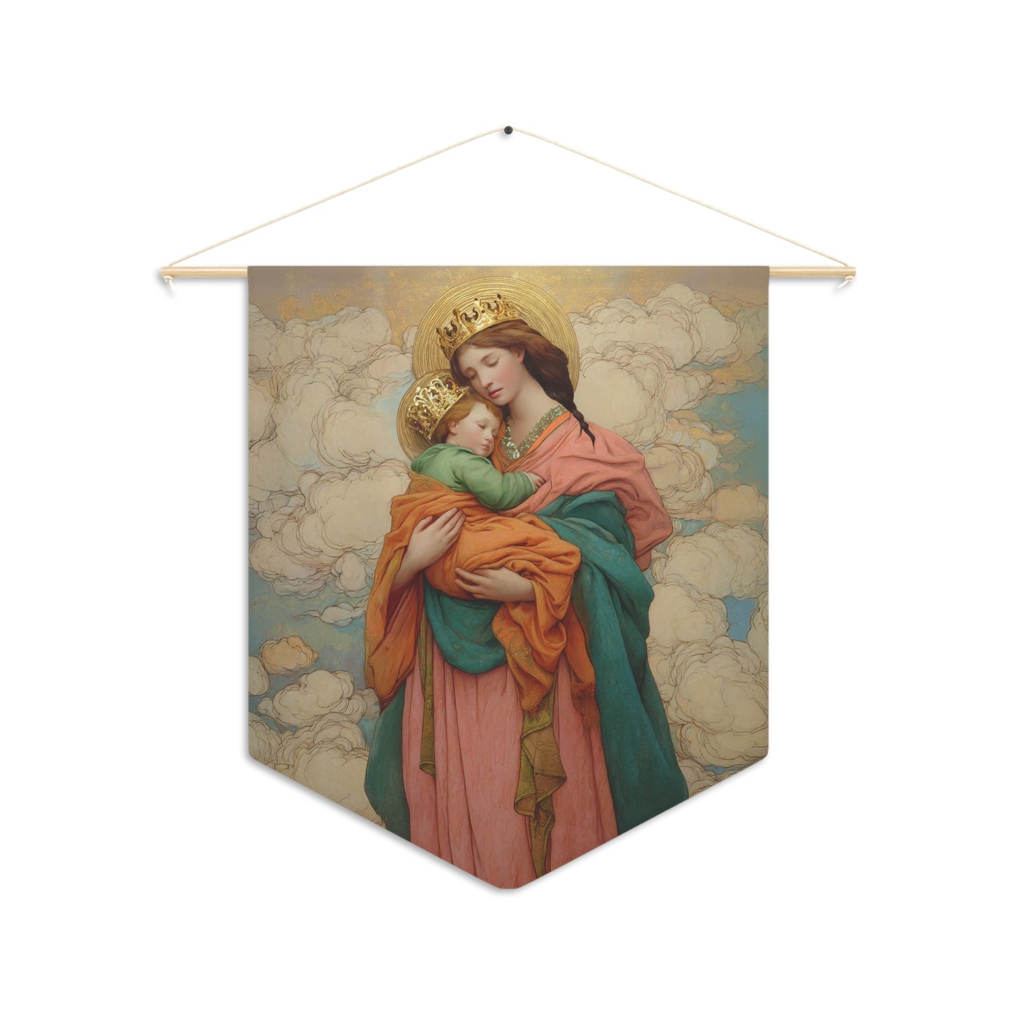 Our Lady of Perpetual Help - Pennant / Banner / Wall Hanging - Prayer room art - Catholic Home - 18" x 21"