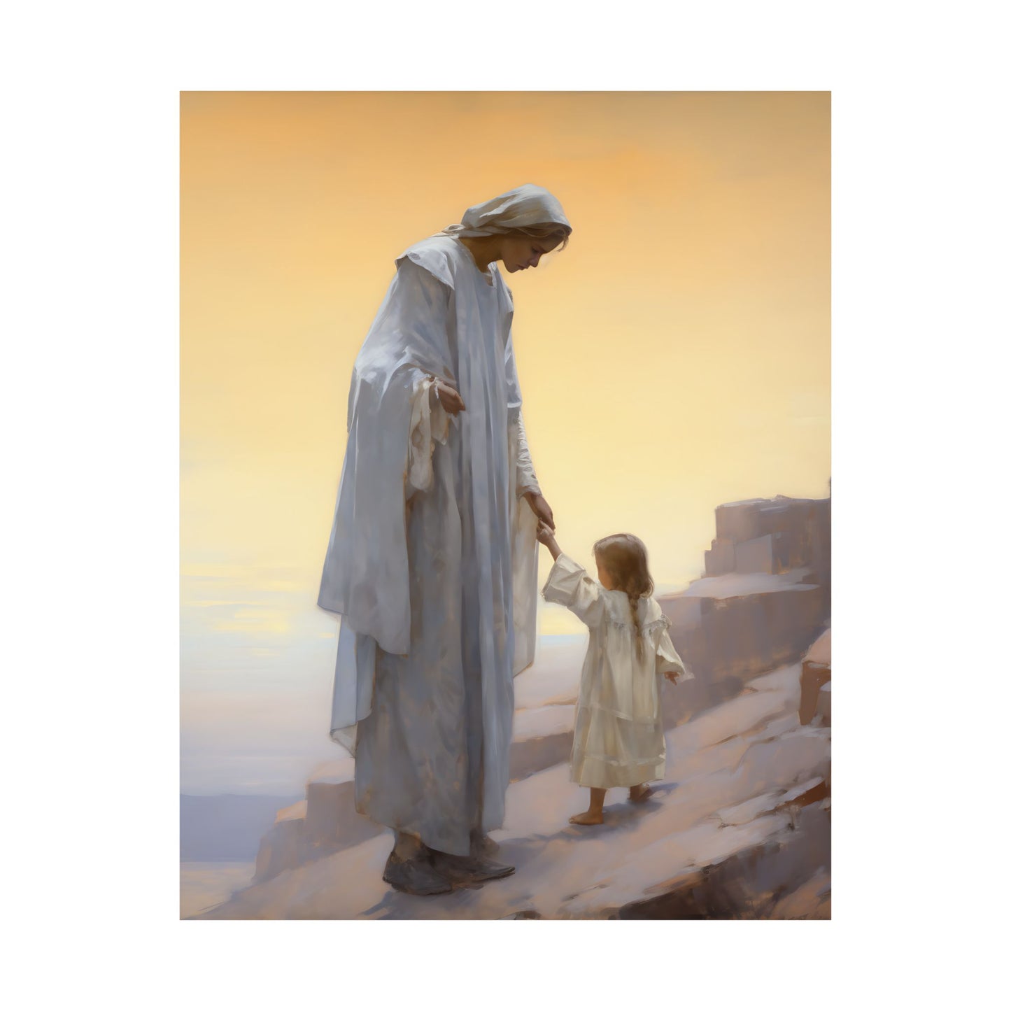 Heavenly Tenderness Print - Sanctified Souls Print - Multiple Sizes - Premium Matte Poster - Mother's Print - Nursery Art - Mom and Baby
