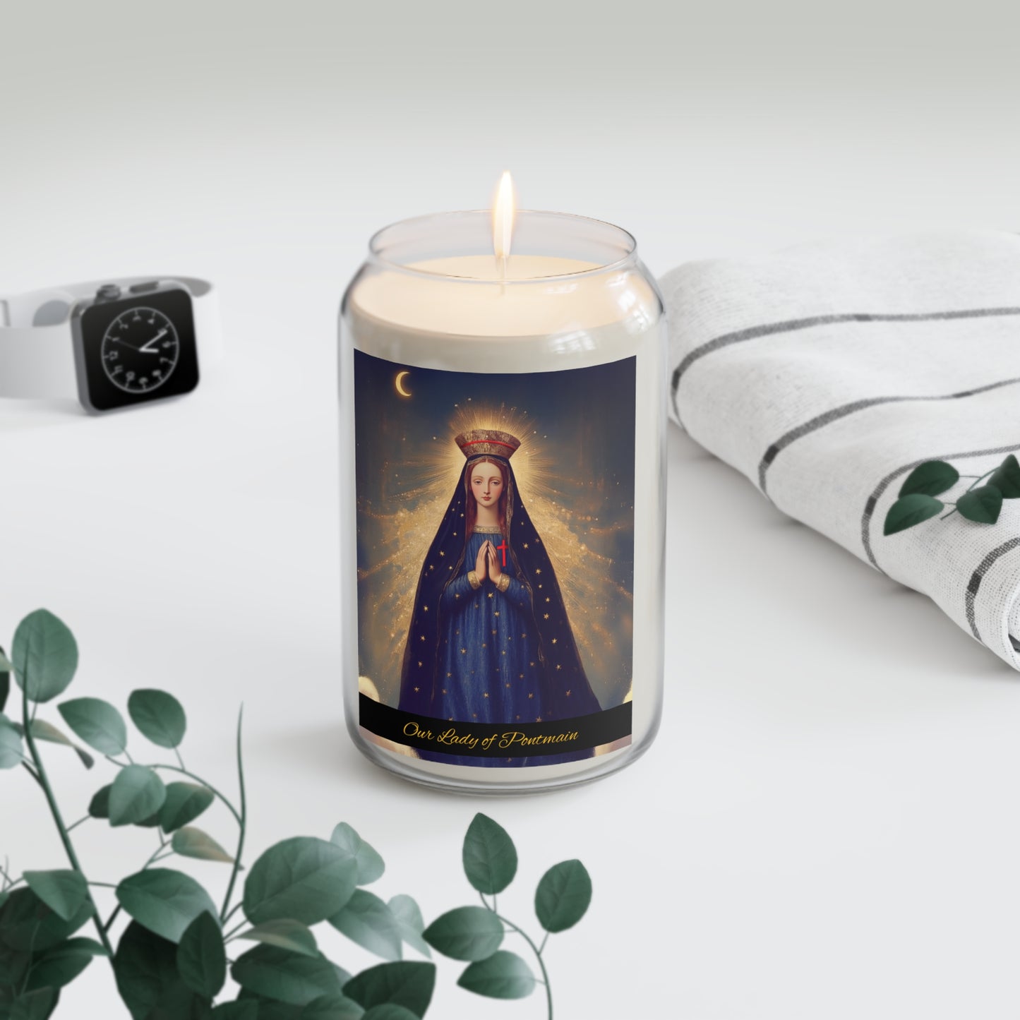 Our Lady of Pontmain - Scented Prayer Candle, 13.75oz -  Candle - Catholic Art - prayer room Scented Candle - Mother Mary Art