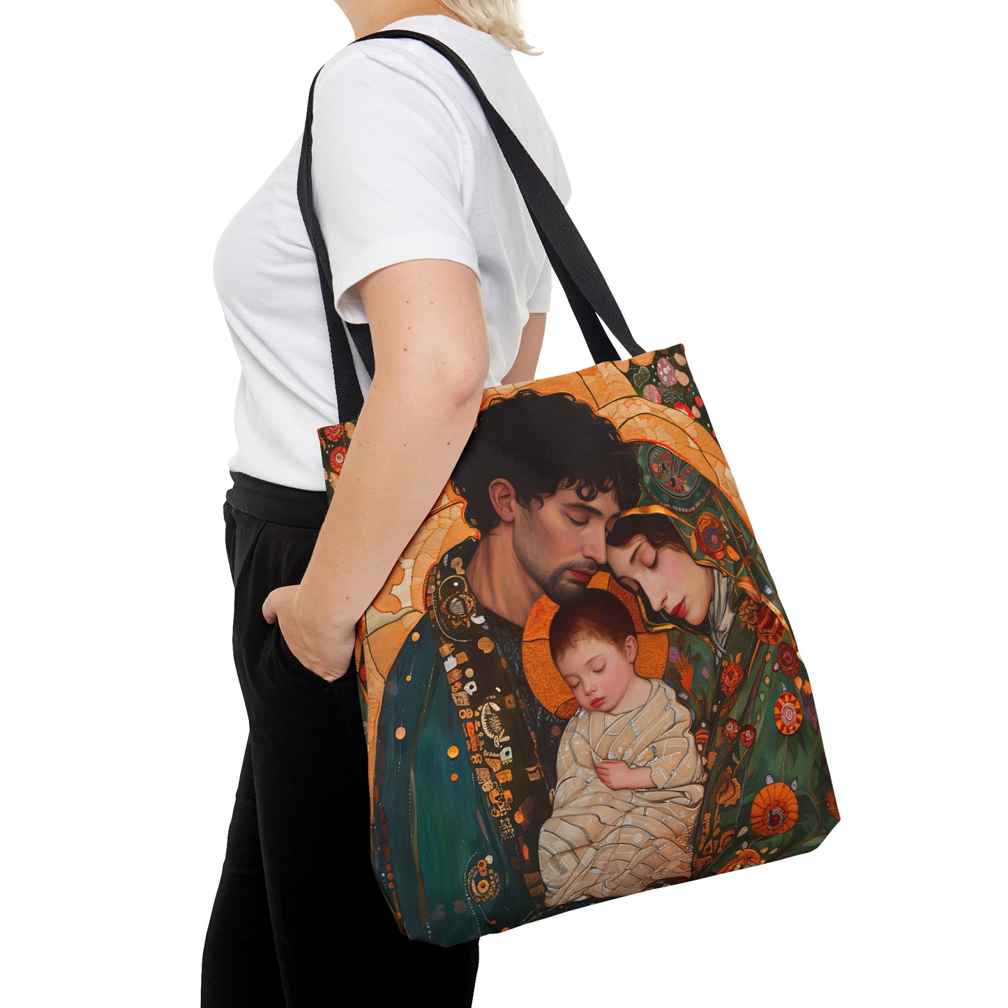 Guiding Light - Mary, Joseph, and the Infant Jesus Tote Bag - Large Medium Small Faith Art Bag - Holy Family Purse - Double Sided