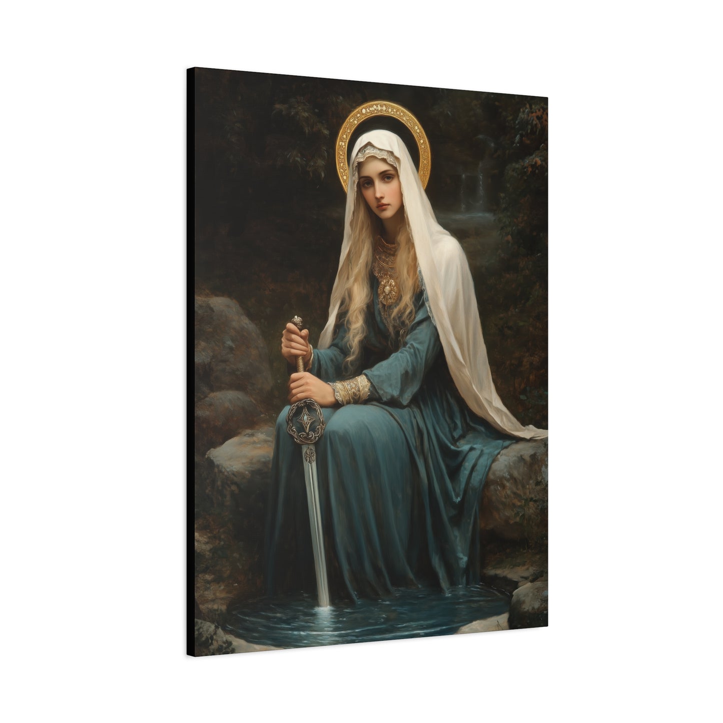 Saint Winifred - Museum Wrapped Canvas - Print - Religious Art for your Home - Christian print - Prayer Room Art - Catholic