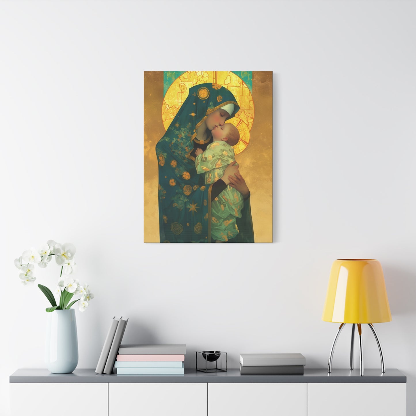 Peaceful Refuge - Mary and the Christ Child - Museum Wrapped Canvas - Print - Religious Art for your Home - Catholic Saint Art