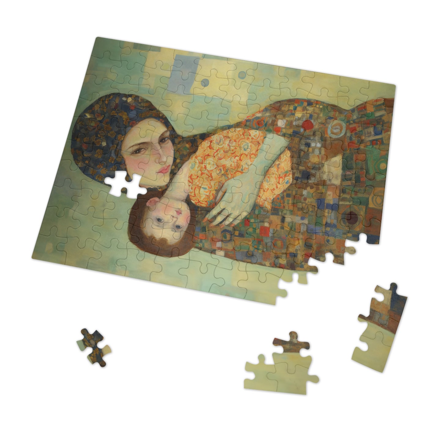 Cherished Blessing - Mary with Her Son - Based on Gustav Klimt's The Kiss - Religious Jigsaw Puzzle (30, 110, 252, 500,1000-Piece)