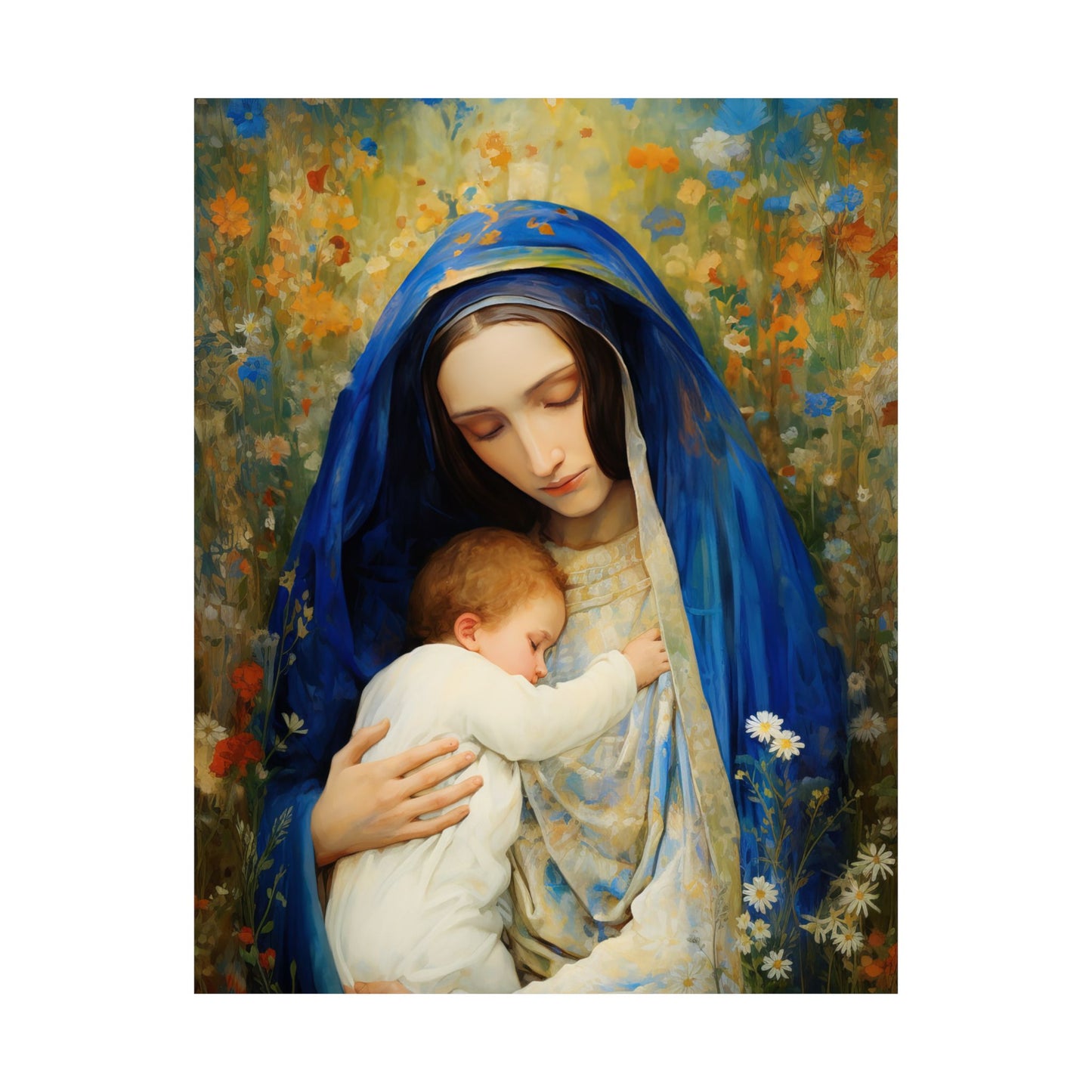 The Eternal Mother Mary and the Infant Jesus - Sanctified Souls Print - Multiple Sizes - Premium Matte Vertical Posters