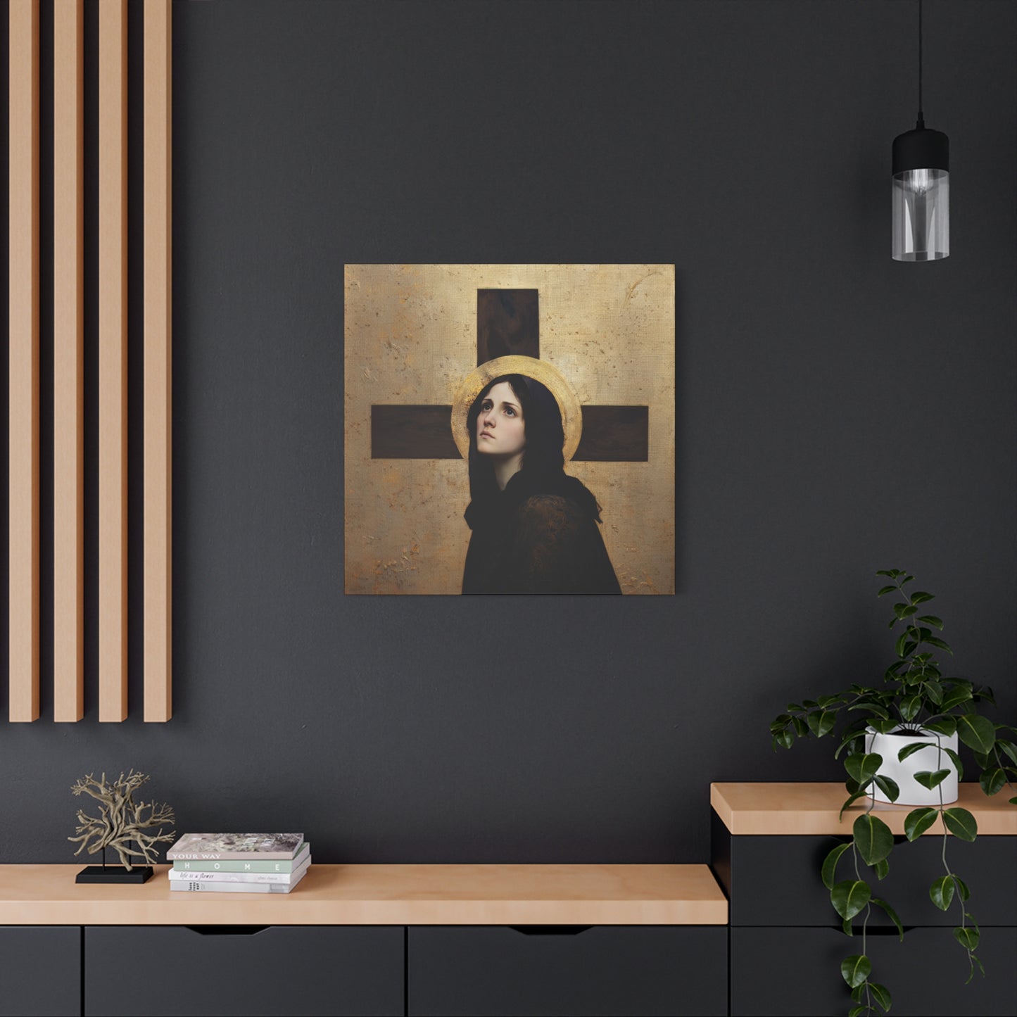 Our Lady of the Cross - Mother Mary  - Our Lady of the Crucifix - Marian Art - Gallery Wrapped Canvas - Print - Catholic Art Print