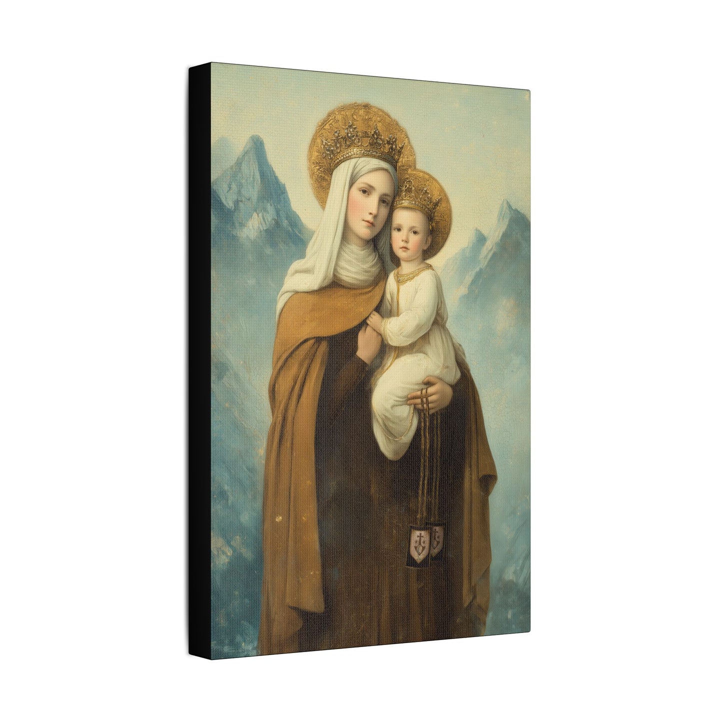 The Gift of the Scapular - Our Lady of Mount Carmel Wrapped Canvas Print - Multiple Sizes - Catholic Home art Matte Canvas, Stretched
