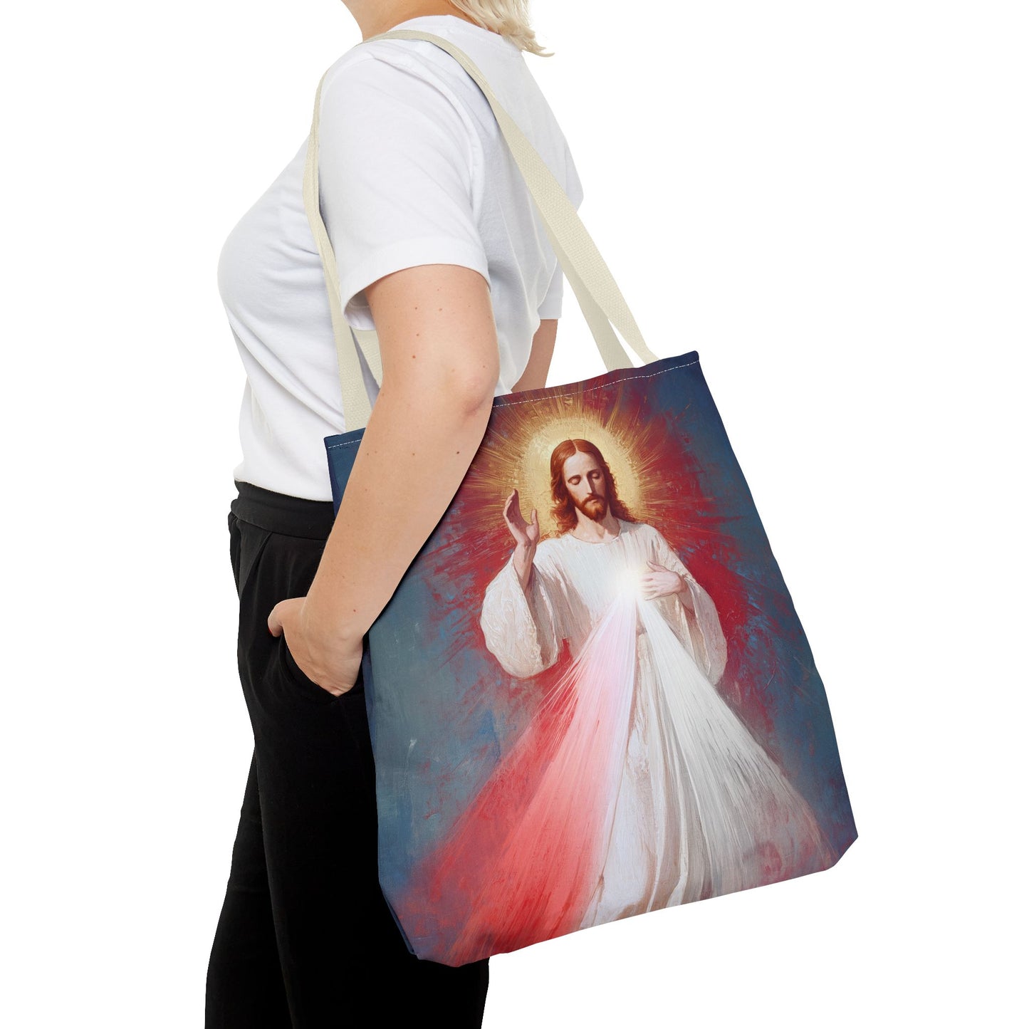 The Divine Mercy - Our Lord Jesus Christ - Tote Bag - Large Medium Small Faith Art Bag - Re-usable Tote Purse - Double Sided