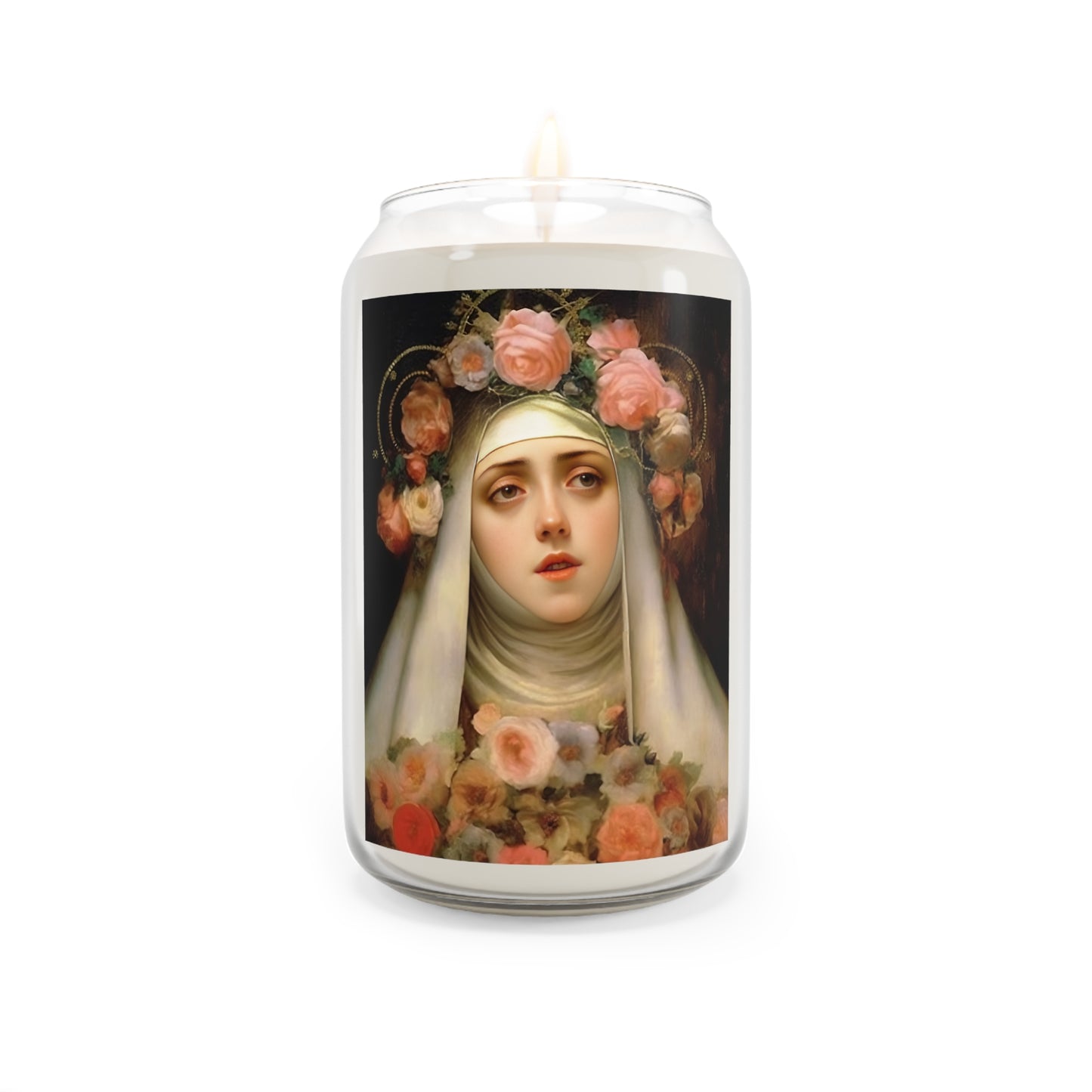 Saint Rose of Lima Scented Prayer Candle - Large sized Religious Catholic Candle - Patron Saint of Florists, gardeners