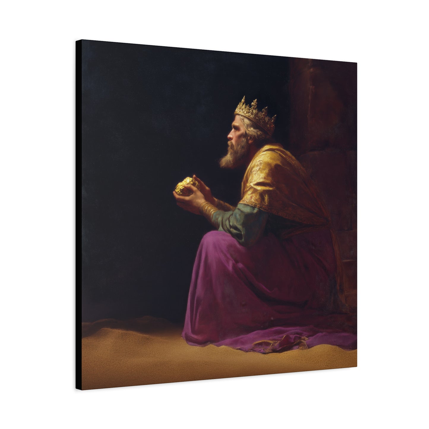 Melchior and the Gift Fit for a King - 3 Wise Men - Gallery Wrapped Canvas - Print - Religious Art for your Home - Catholic