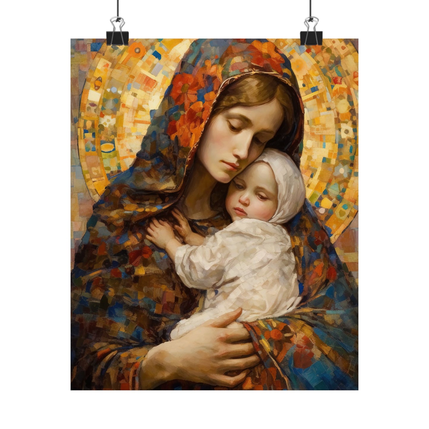 Holy Maternal Bond - Mary and the Christ Baby - Multiple Sizes - Premium Matte Vertical Posters - Christ Child