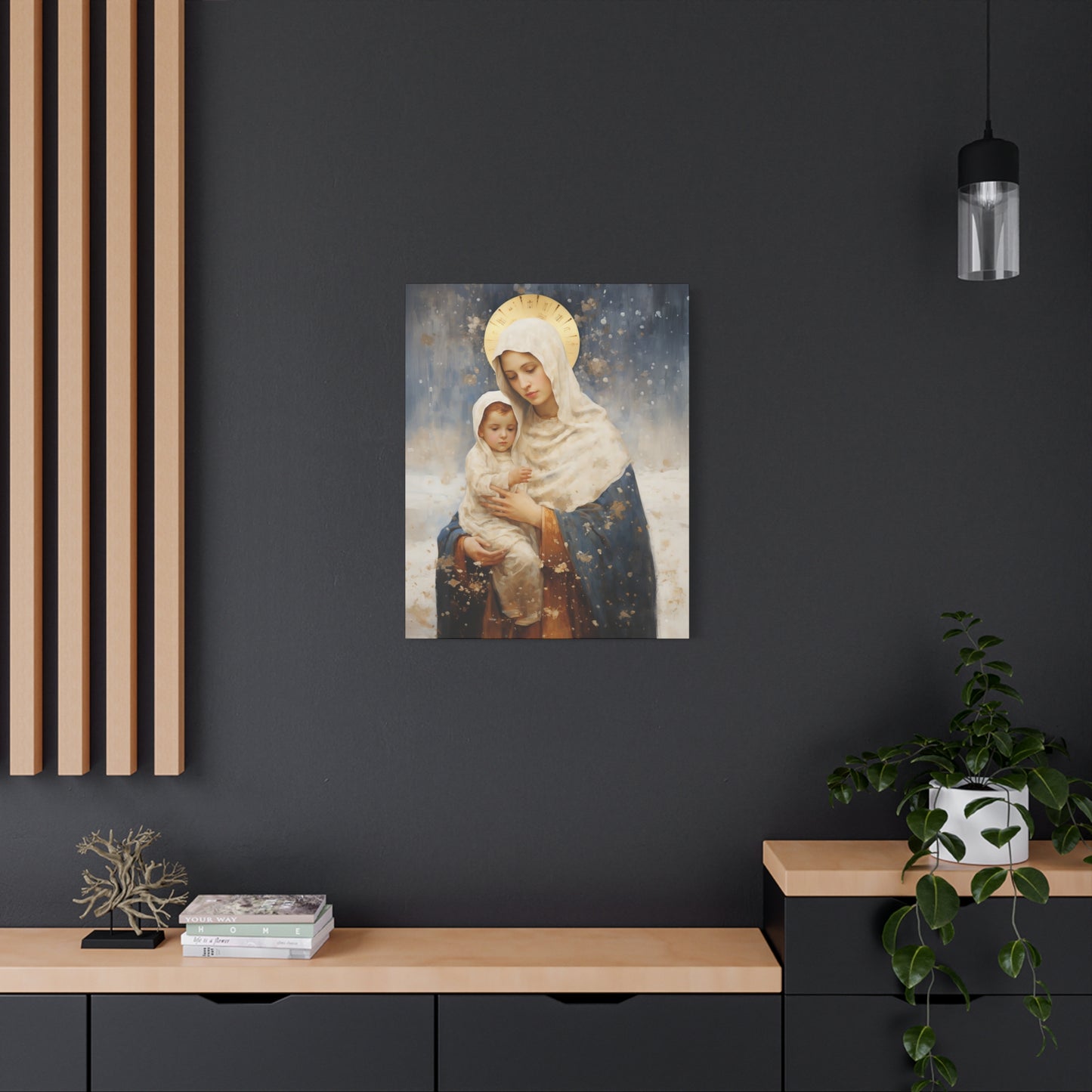 Winter's Grace : Our Lady of the Snows Canvas Print - Multiple Sizes - Catholic Home art - Gallery Wrapped Canvas - Sanctified Souls Print