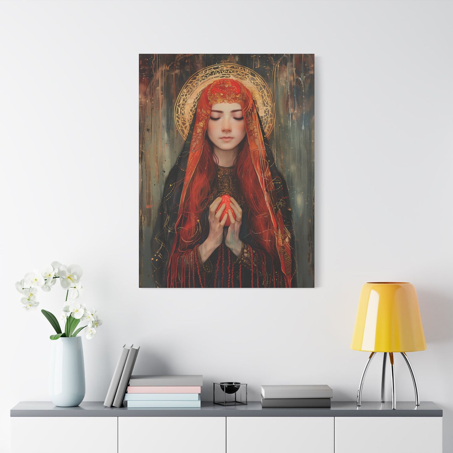 Devotion of Mary Magdalene - Saint Mary Magdalene and the Red Easter Egg - Museum Wrapped Canvas - Print - Religious Art for your Home