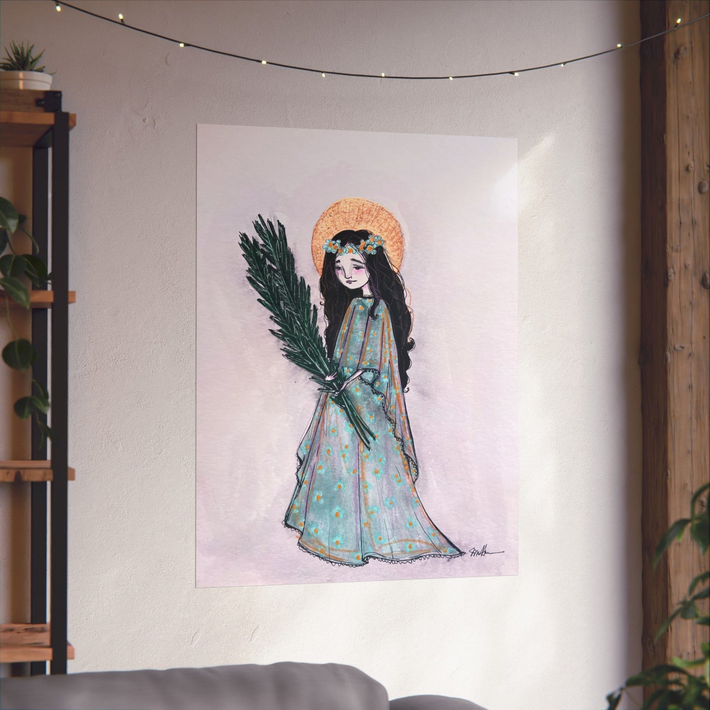 Saint Faith Matte Poster - Hand-Drawn Art - Catholic Print | Faith Hope and Charity Devotional Wall Art | Christian Religious Poster