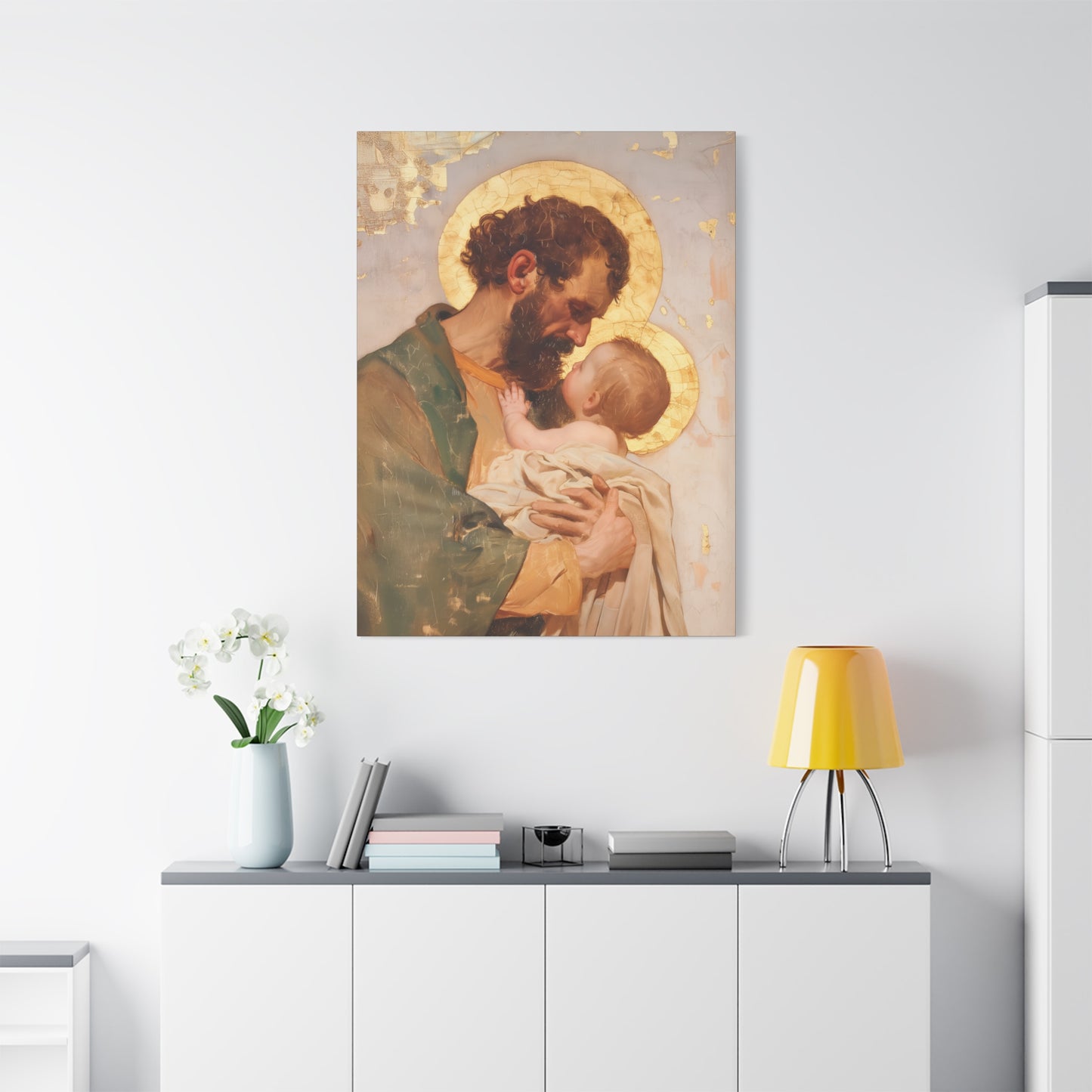 Saint Joseph, Pillar of the Holy Family - Museum Wrapped Canvas - Print - Religious Art for your Home - Christian print - Prayer Room
