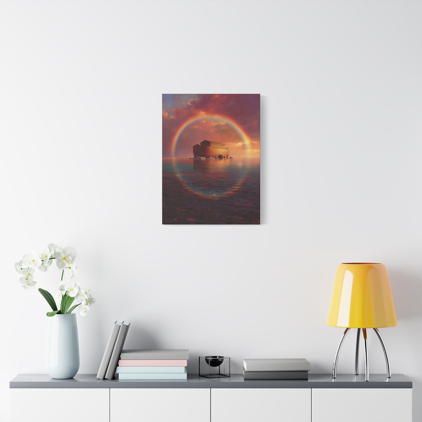 Sheltered Beneath the Covenant Sky - Noah's Ark - Gallery Wrapped Canvas - Print - Religious Art for your Home - Catholic