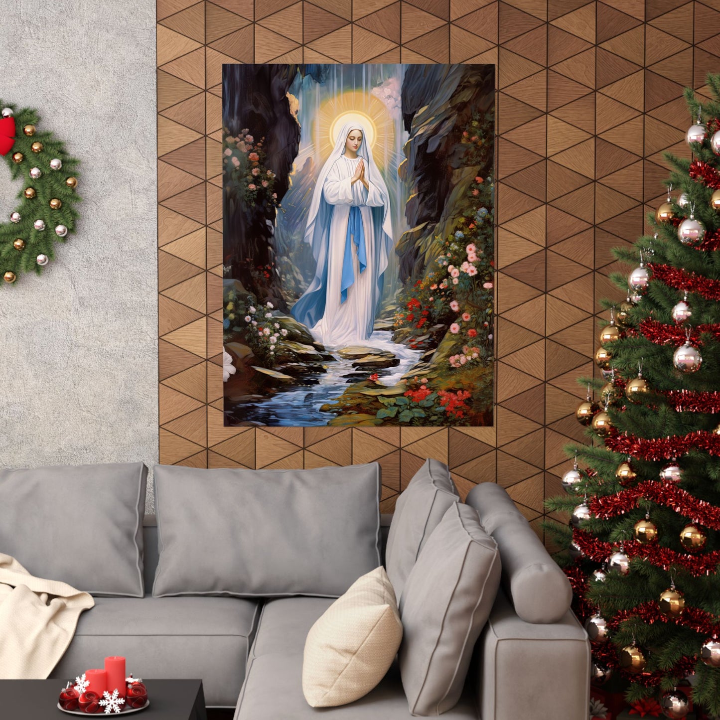 Our Lady of Lourdes - Sanctified Souls Print - Multiple Sizes - Premium Matte Vertical Posters