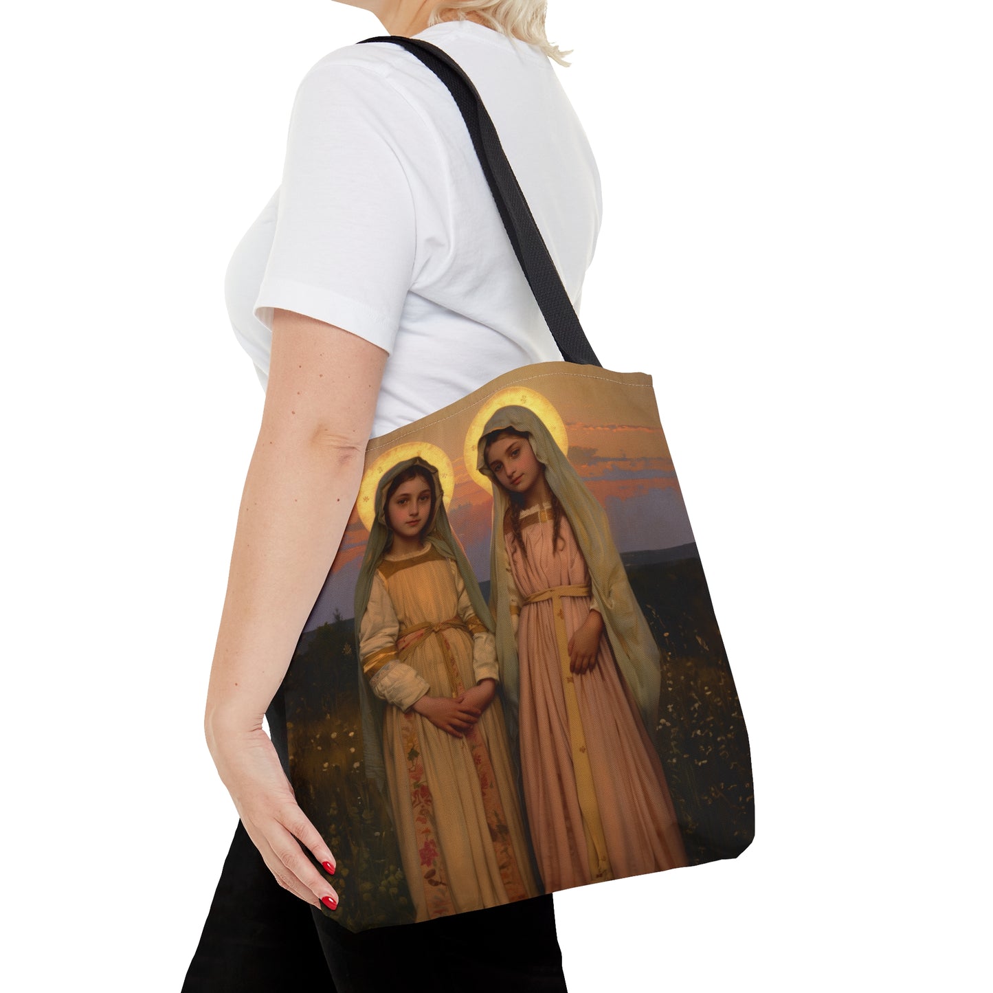 Saints Nunilo and Alodia Tote Bag - Large Medium Small Faith Art Bag - Catholic Faith Purse - Religious - Reusable - Prayer Bag