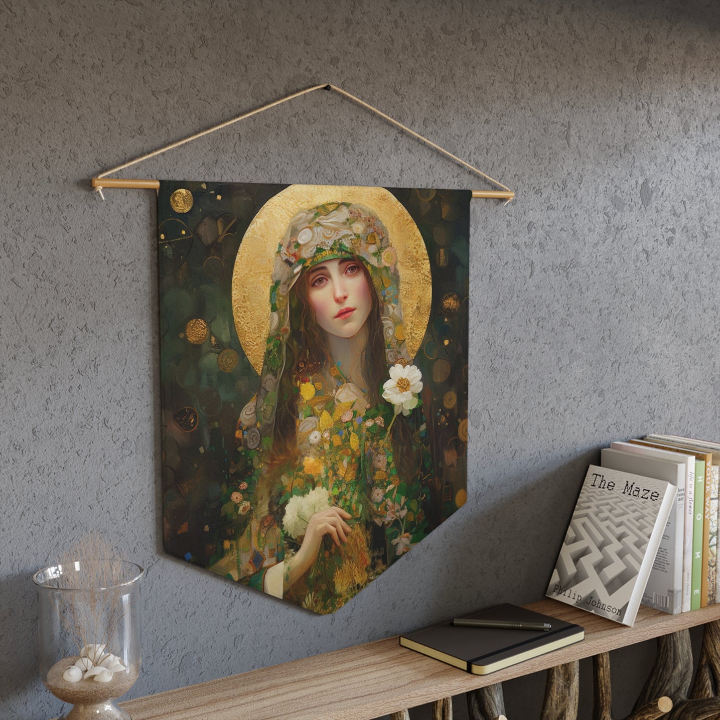 Saint Regina Wall Banner / Wall Hanging - Prayer room art - Large religious Christian Saint Art Print - Prayer room art - 18" x 21"