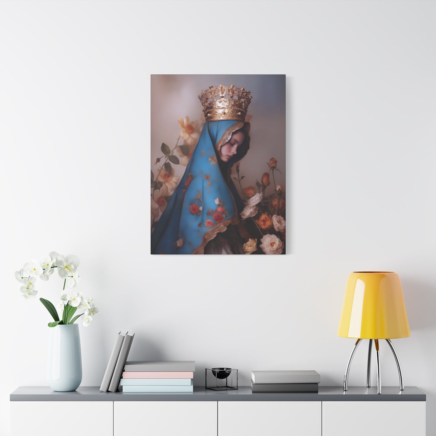 Our Lady of the Roses - Gallery Wrapped Canvas - Print - Religious Art for your Home - Catholic Art