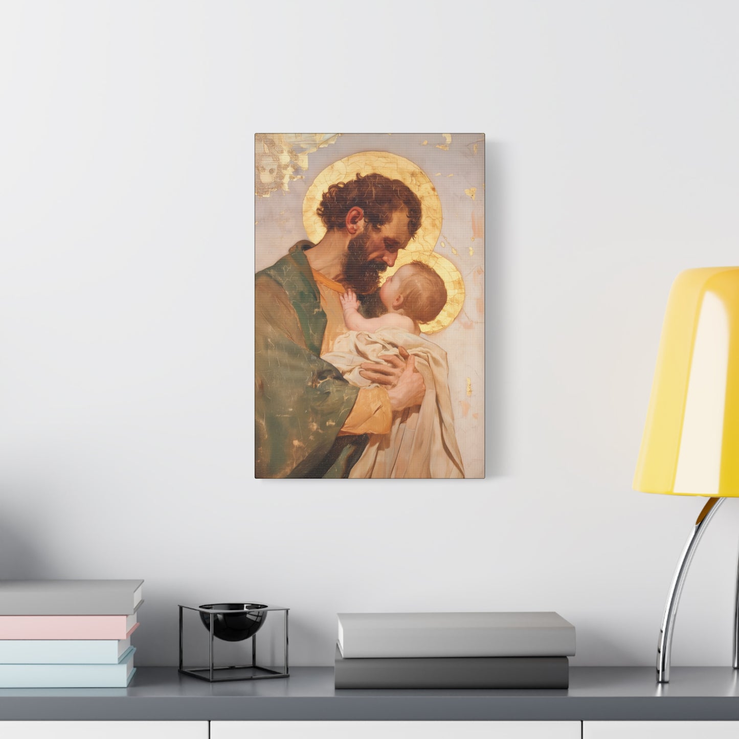 Saint Joseph, Pillar of the Holy Family - Museum Wrapped Canvas - Print - Religious Art for your Home - Christian print - Prayer Room