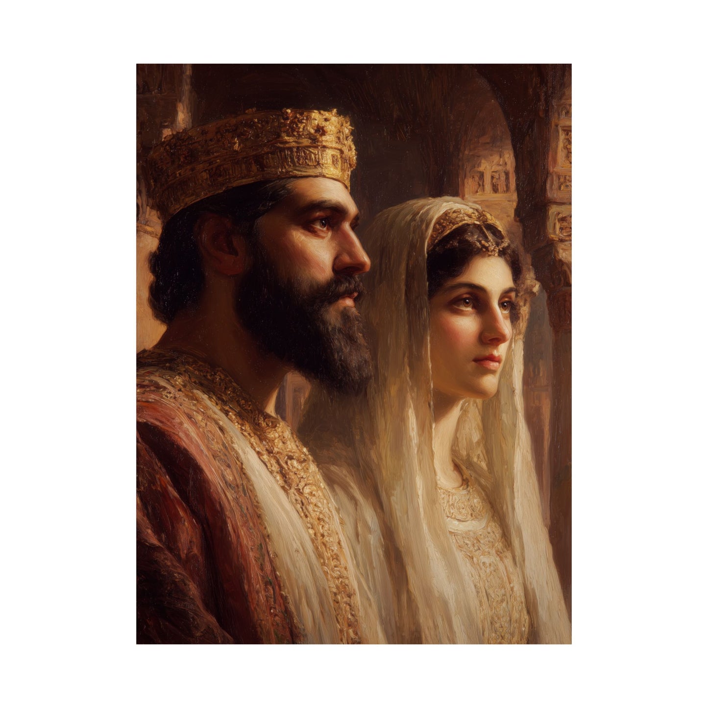 King Xerxes and Queen Esther - Sanctified Souls Print - Multiple Sizes - Premium Matte Vertical Posters