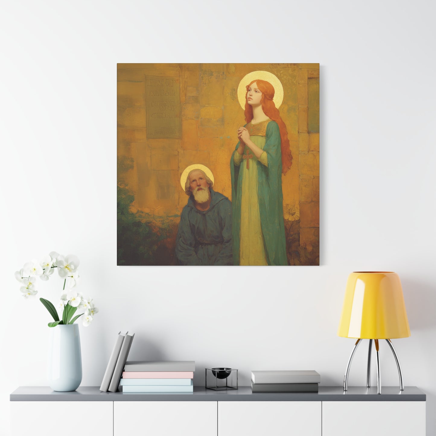 Saints Justina and Cyprian - Multiple Sizes - Catholic Home art - Museum Wrapped Canvas - Sanctified Souls Print - Catholic Martyr Art