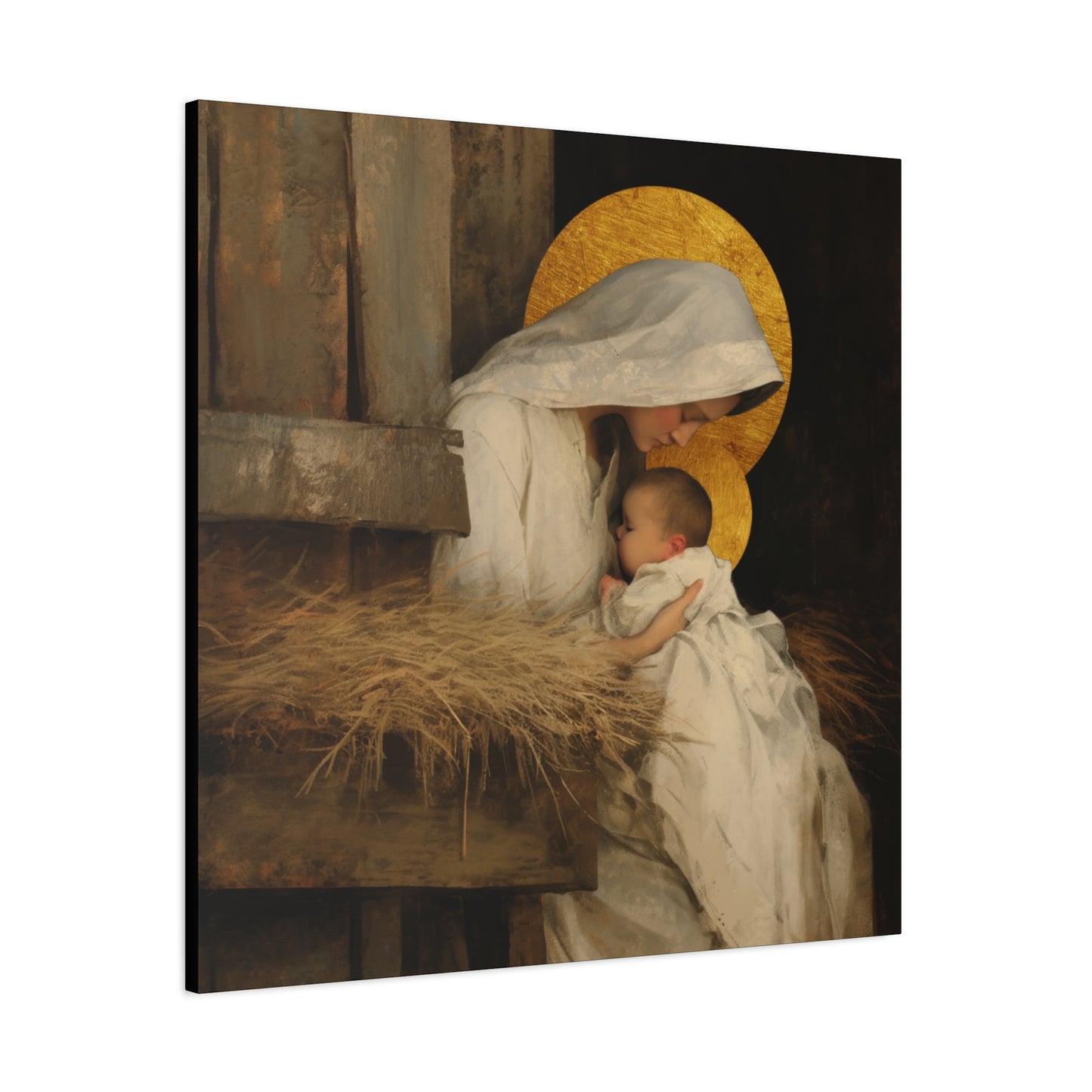 Our Lady of the Manger - Mother Mary and the Christ Child - Gallery Wrapped Canvas - Print - Religious Art for your Home - Catholic