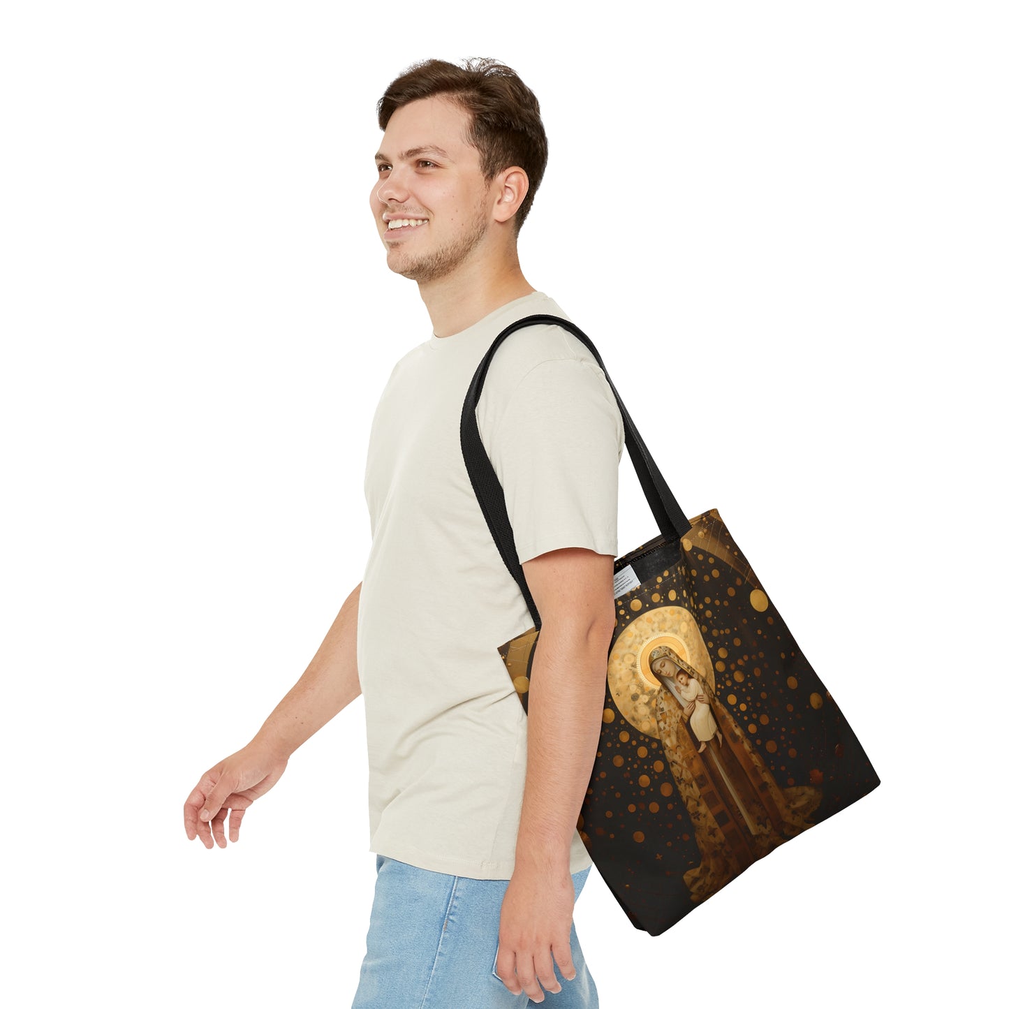 The Golden Mary - Virgin Mary Mary Mother of God Tote Bag - Catholic faith inspired carry-all purse - day to day bag - Double Sided