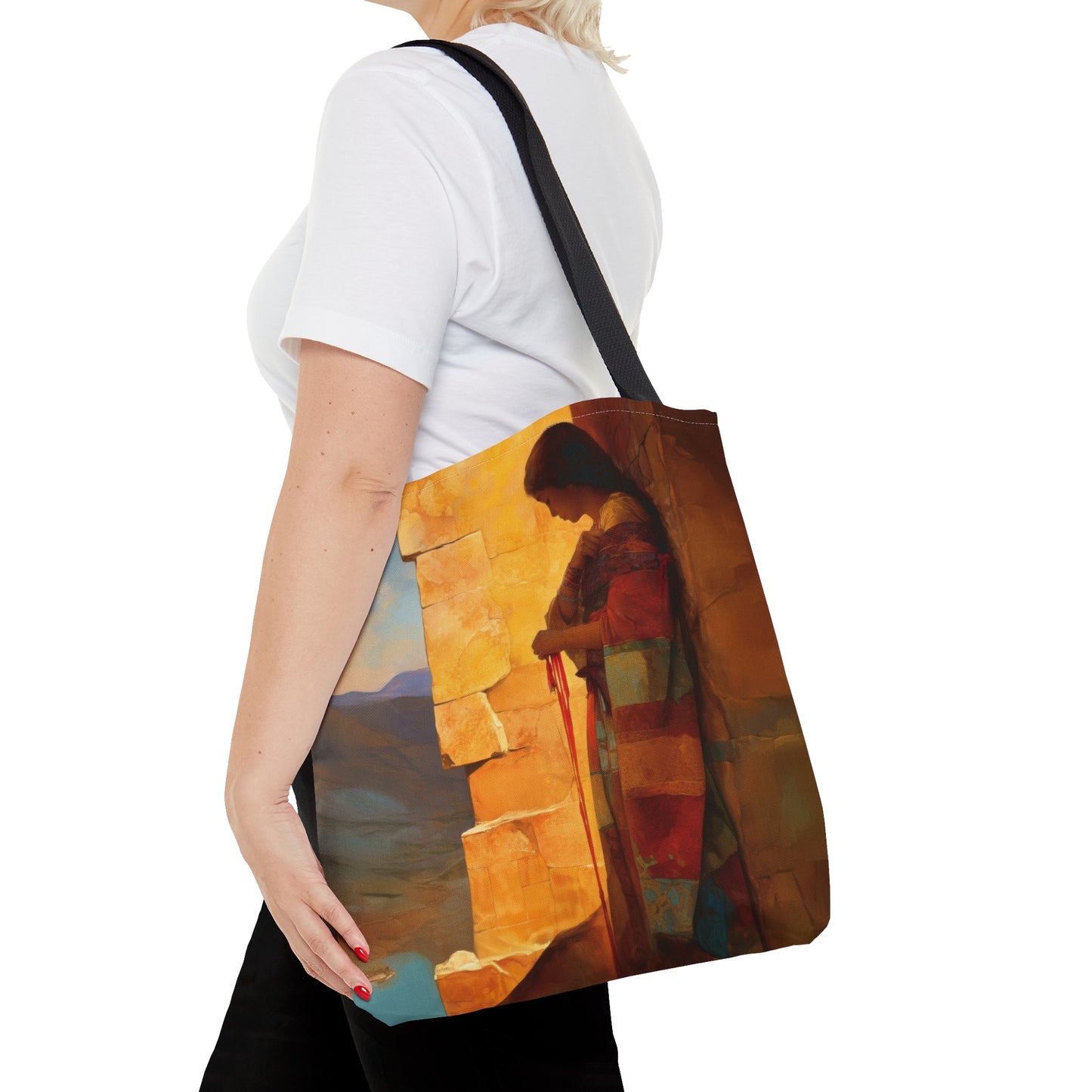 A Thread Through the Line of Christ - Rahab - Tote Bag - Large Medium Small Faith Art Bag - Catholic Faith Purse - Double Sided