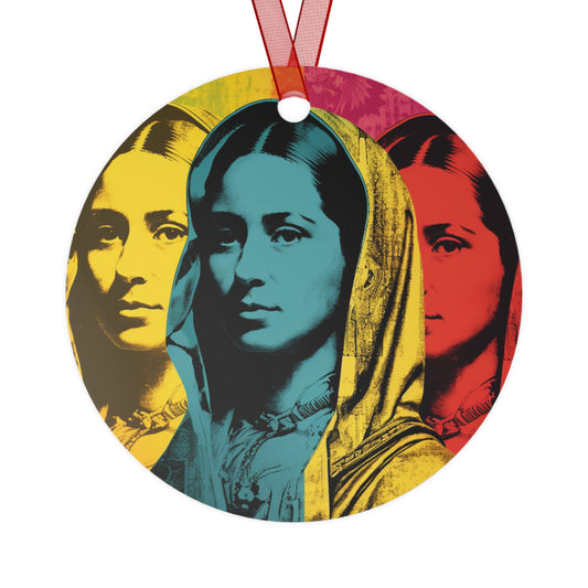 Our Lady of Guadalupe Metal Ornament - Religious Holiday Christmas Ornament and Keepsake - Double sided - Prayer Ornament