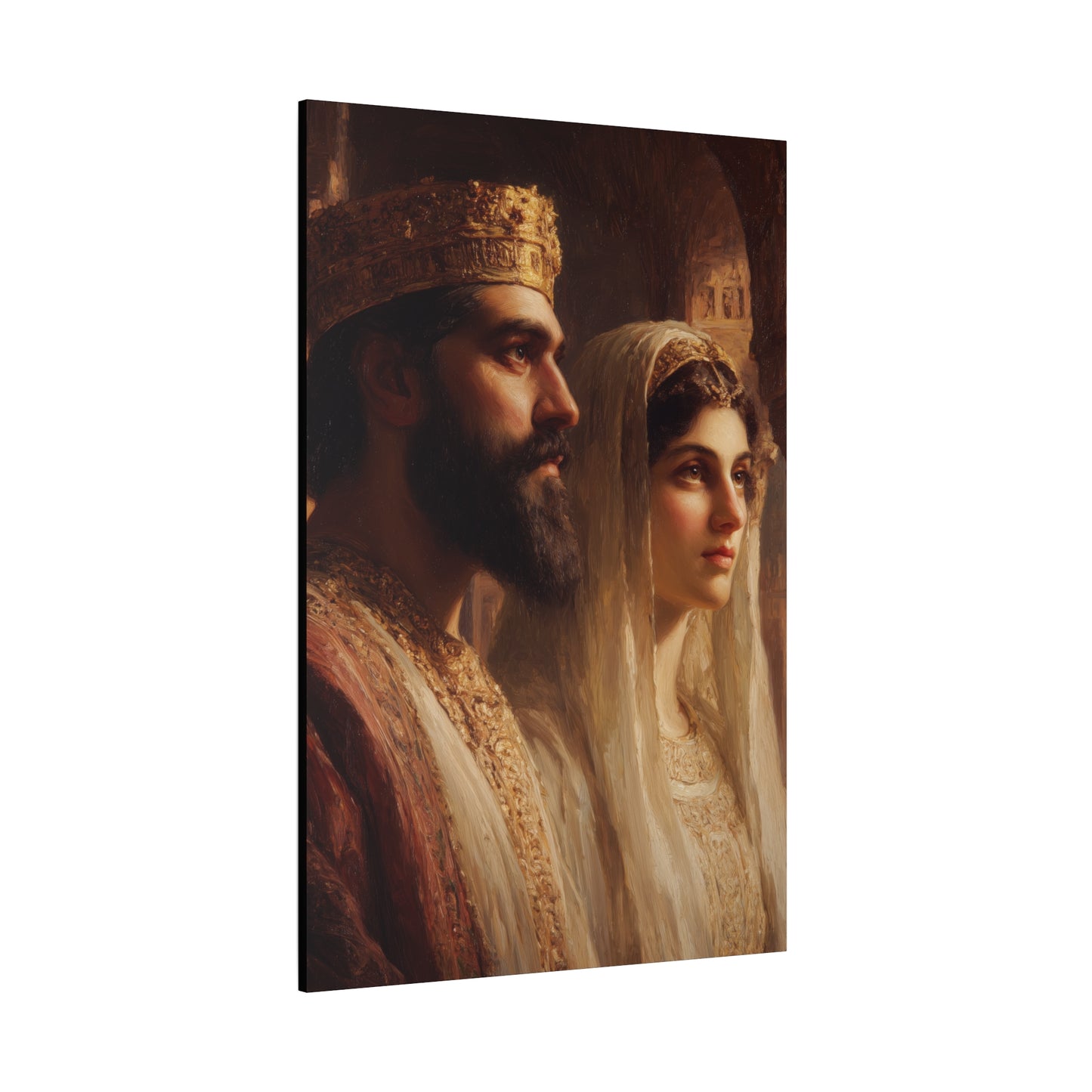 King Xerxes and Queen Esther  - Gallery Wrapped Canvas - Print - Religious Art for your Home - Catholic Art Print