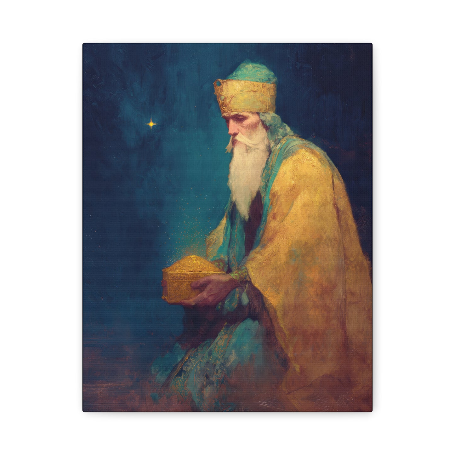 Caspar and the Offering of Worship - 3 Wise Men - Gallery Wrapped Canvas - Print - Religious Art for your Home - Catholic