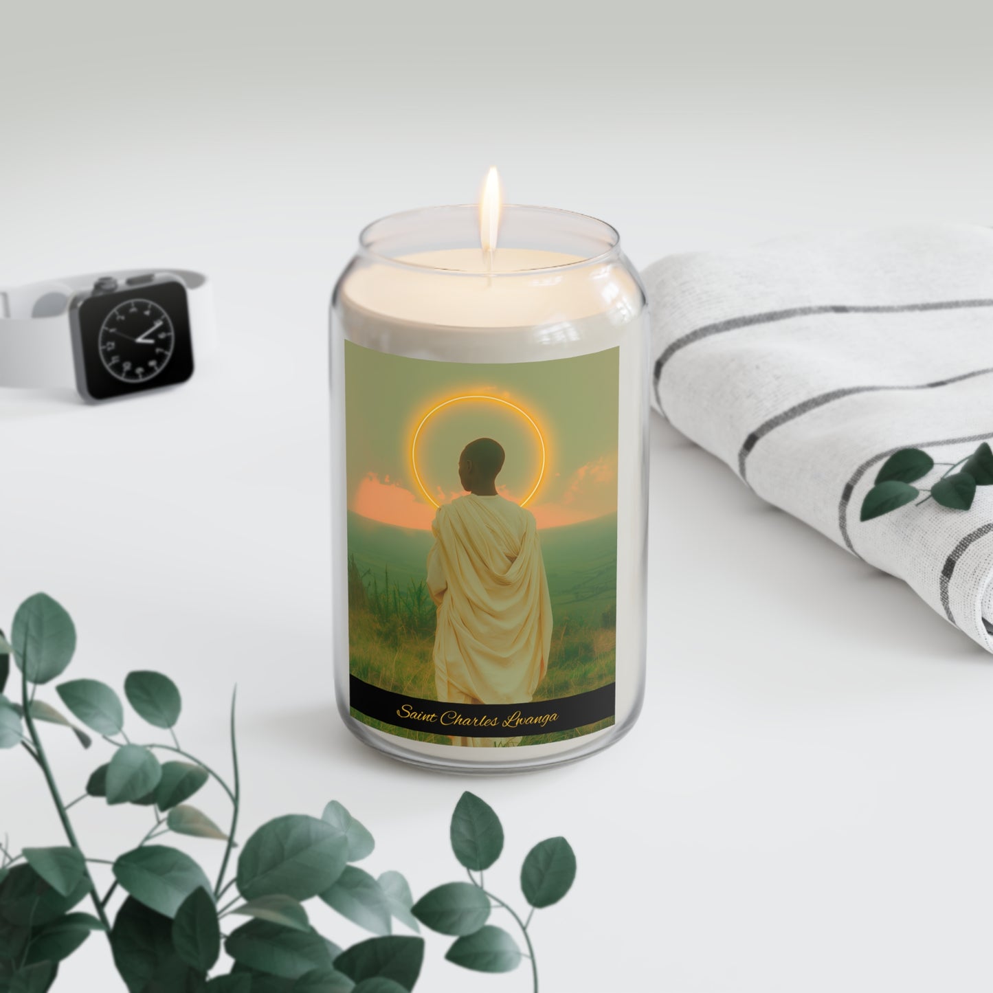 Saint Charles Lwanga - Scented Prayer Candle, 13.75oz -  Candle - Catholic Art - prayer room Scented Candle - Religious Saint