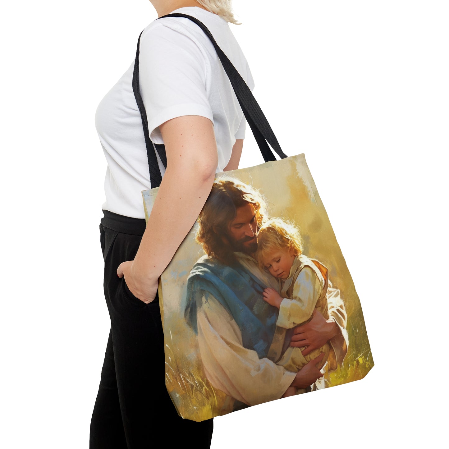 Jesus, Guardian of Innocence Tote Bag - Large Medium Small Faith Art Bag - Catholic Faith Purse - Religious Carry All