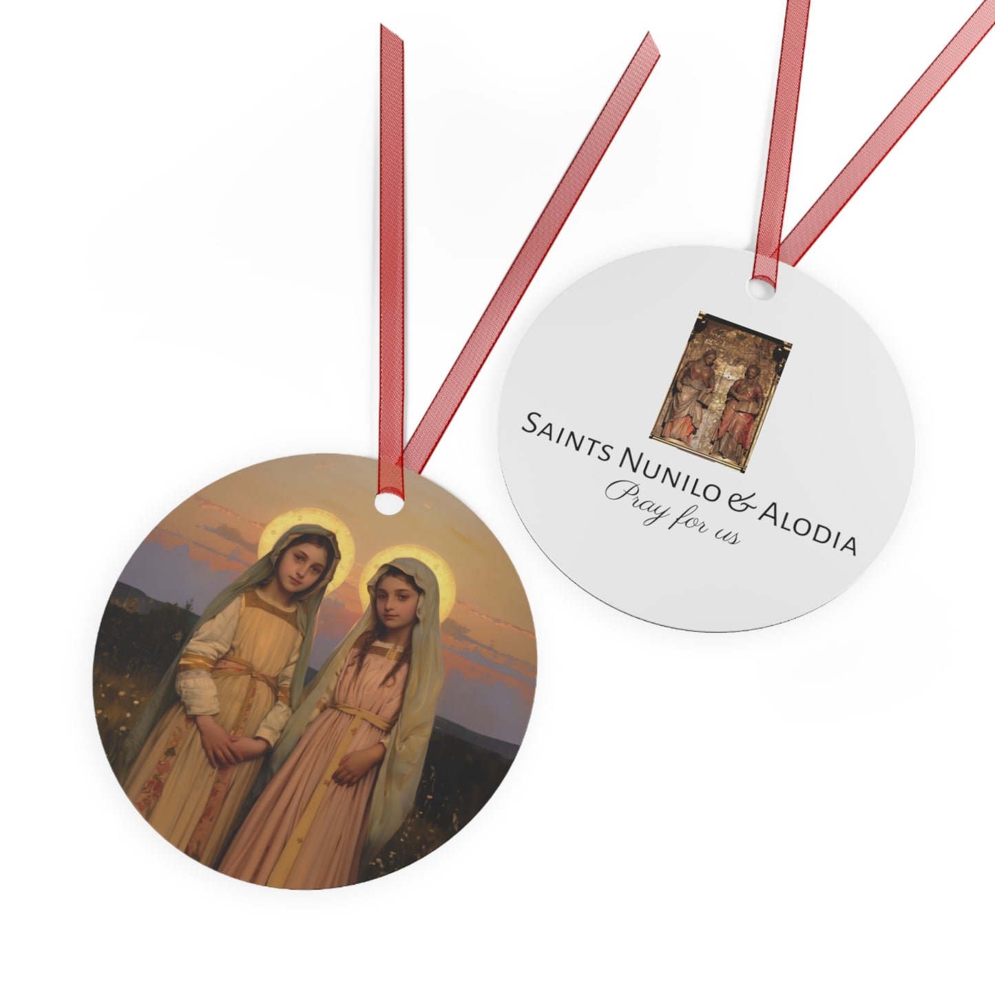 Saints Nunilo and Alodia Metal Ornament - Religious Holiday Christmas Keepsake - Religious Catholic Tree Ornament - Holiday Art Piece