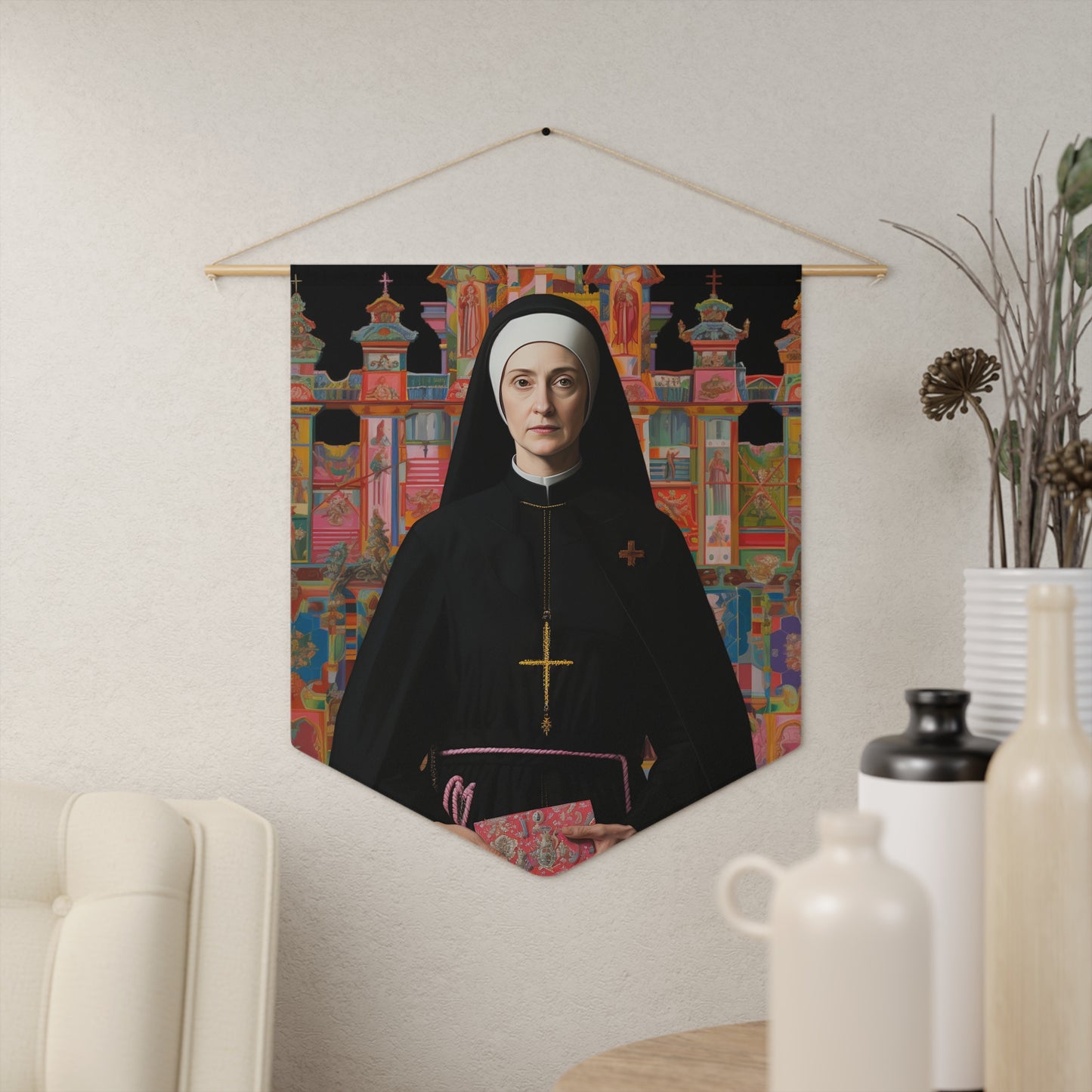 Blessed Mary Angela Truszkowska Wall Banner / Wall Hanging - Prayer room art - Catholic Home Art - Large Saint Art - 18" x 21"