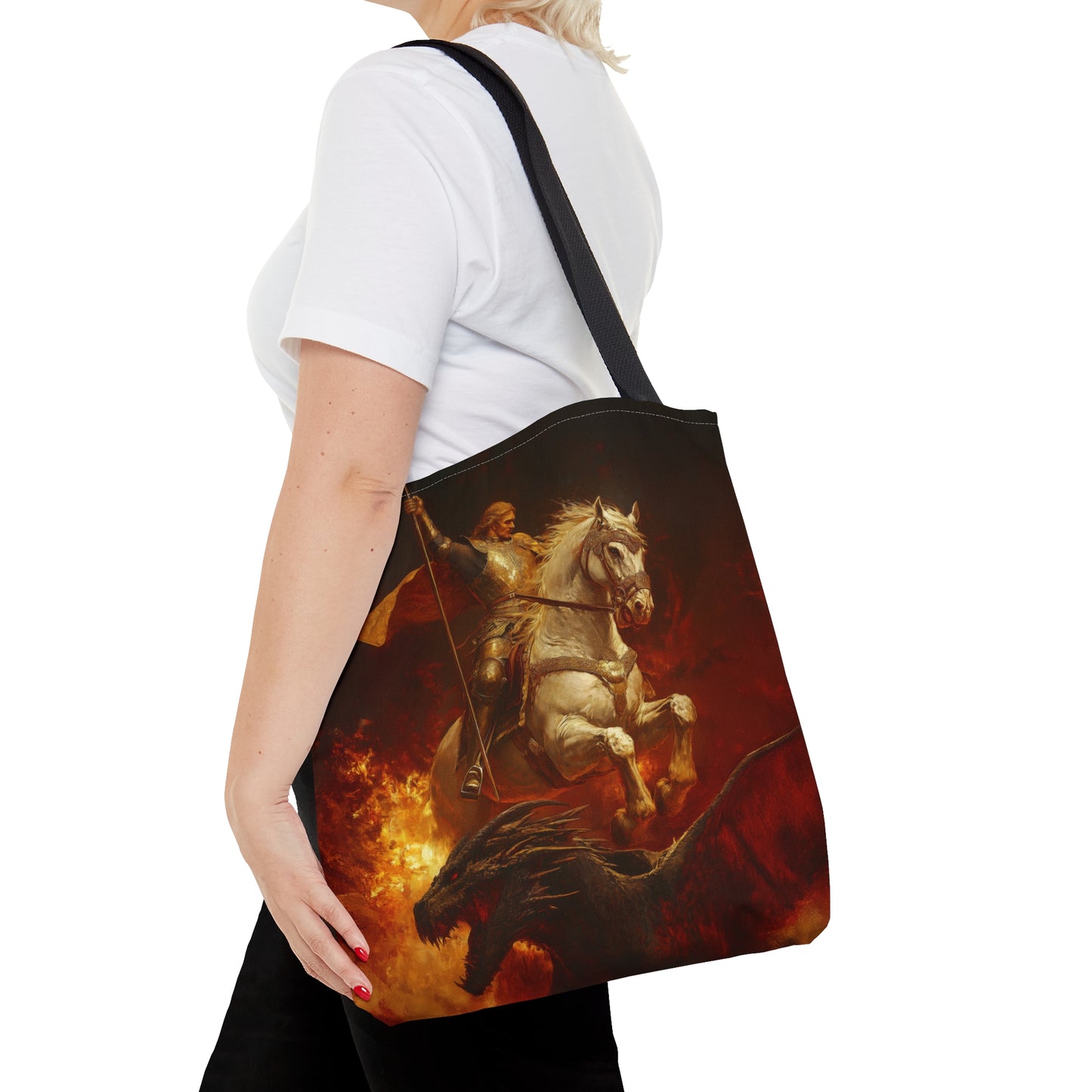 Saint George - Tote Bag - Large Medium Small Faith Art Bag - Bible Study Faith Purse - Double Sided
