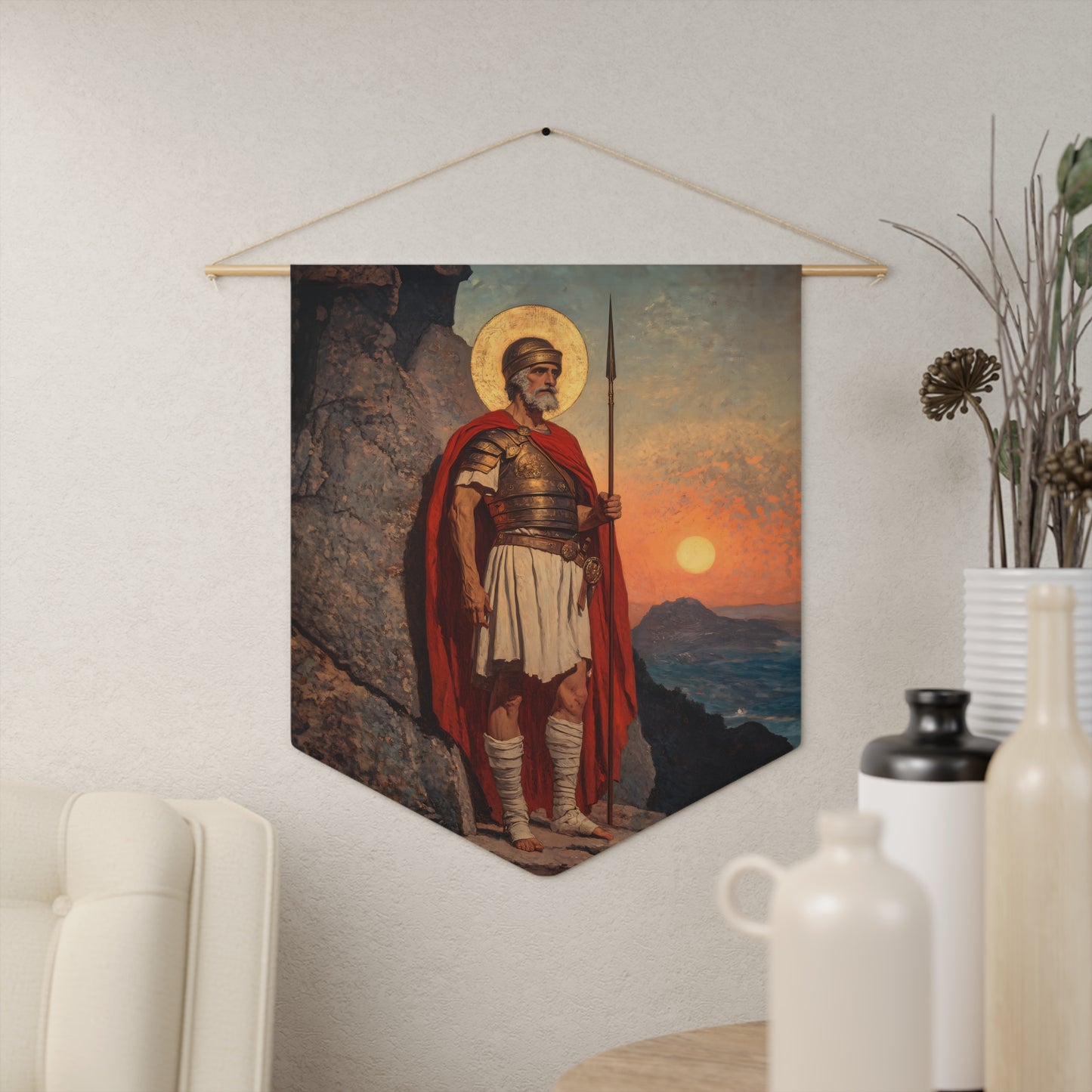 Saint Andrew the Tribune Pennant / Banner / Wall Hanging - Prayer room art - 18" x 21" - Catholic prayer Religious - Large Print