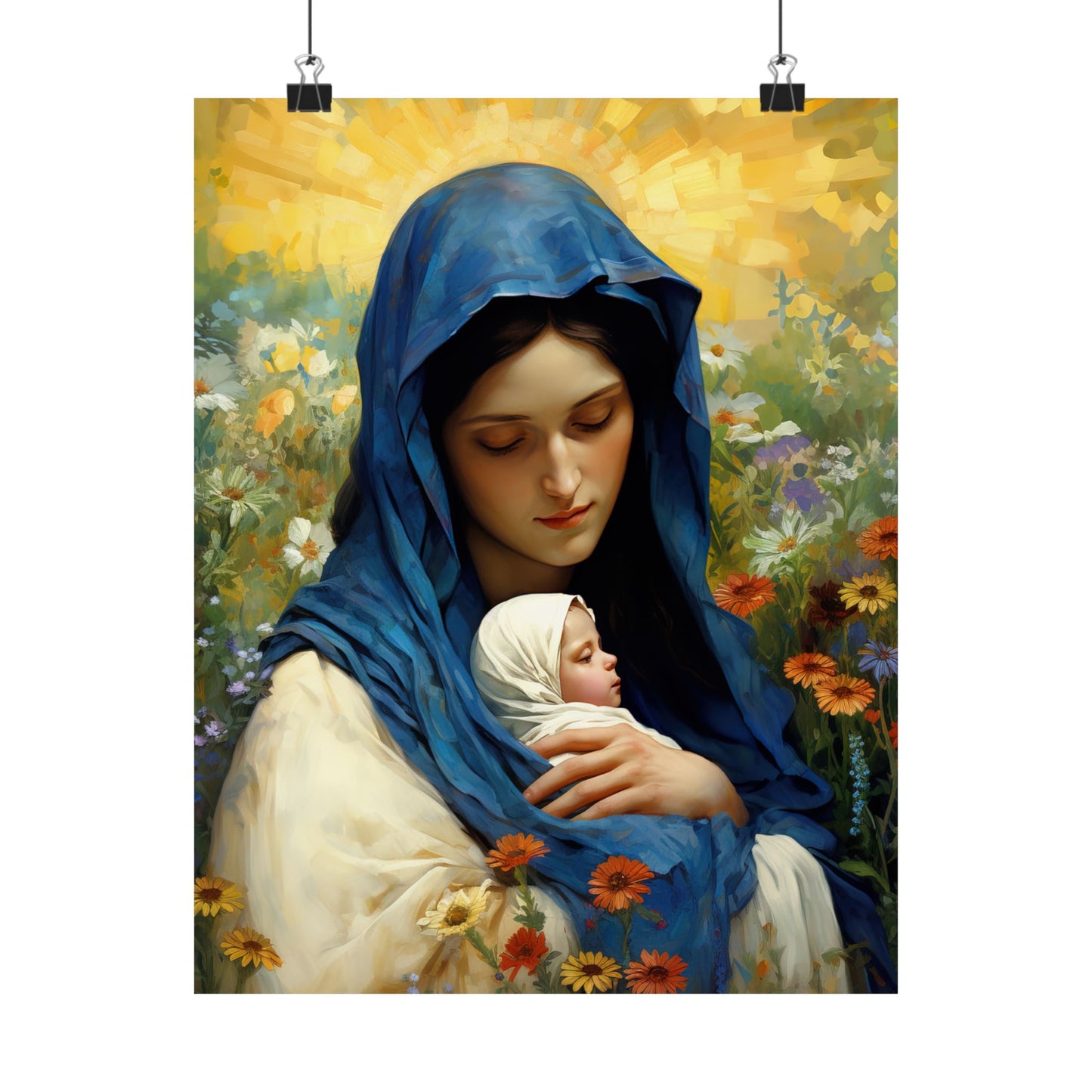 Graceful Maternity : The Virgin Mary and the Infant Savior - Sanctified Souls Print - Multiple Sizes - Premium Matte Vertical Posters